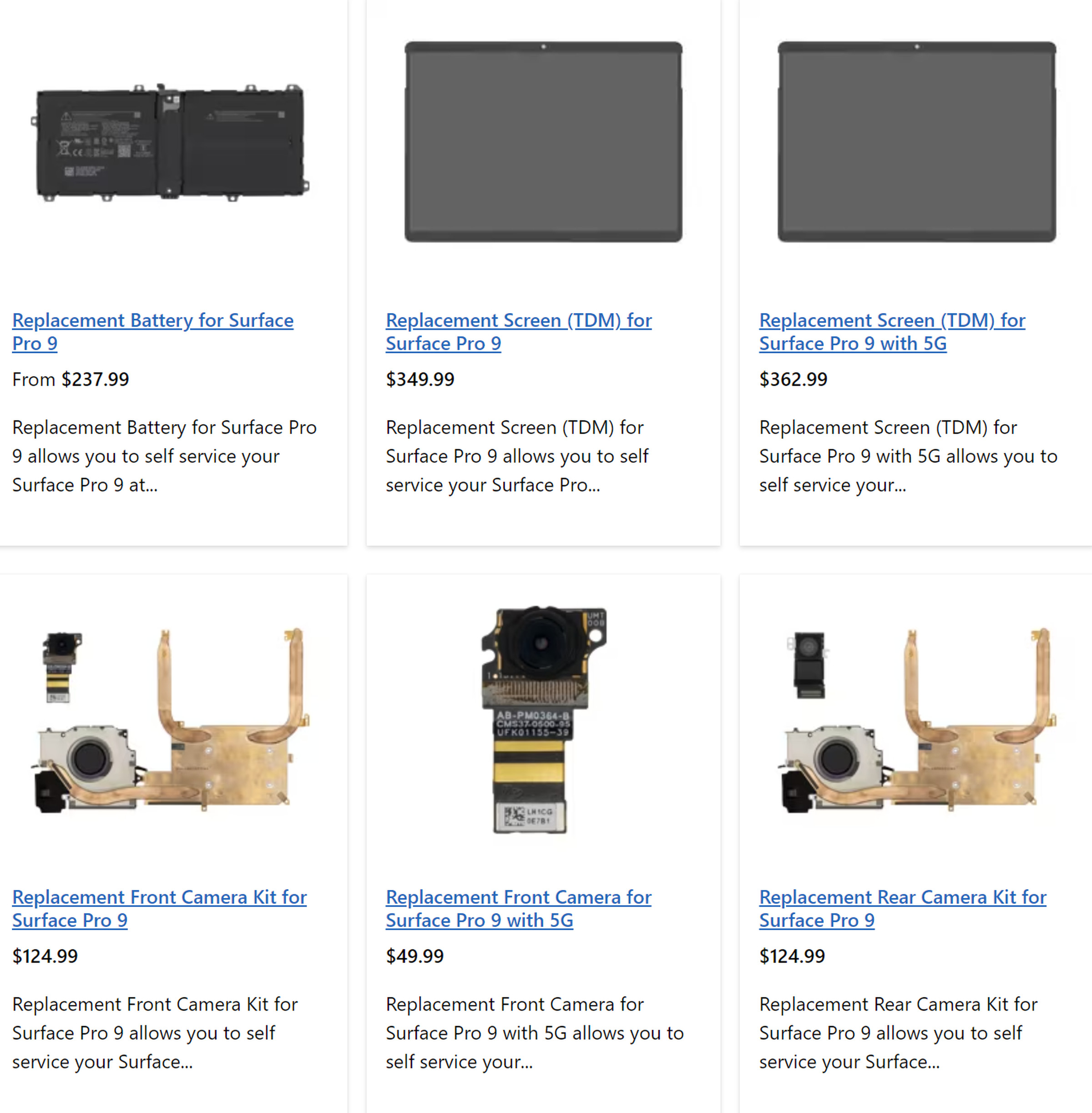 Microsoft has a variety of Surface replacement components available.