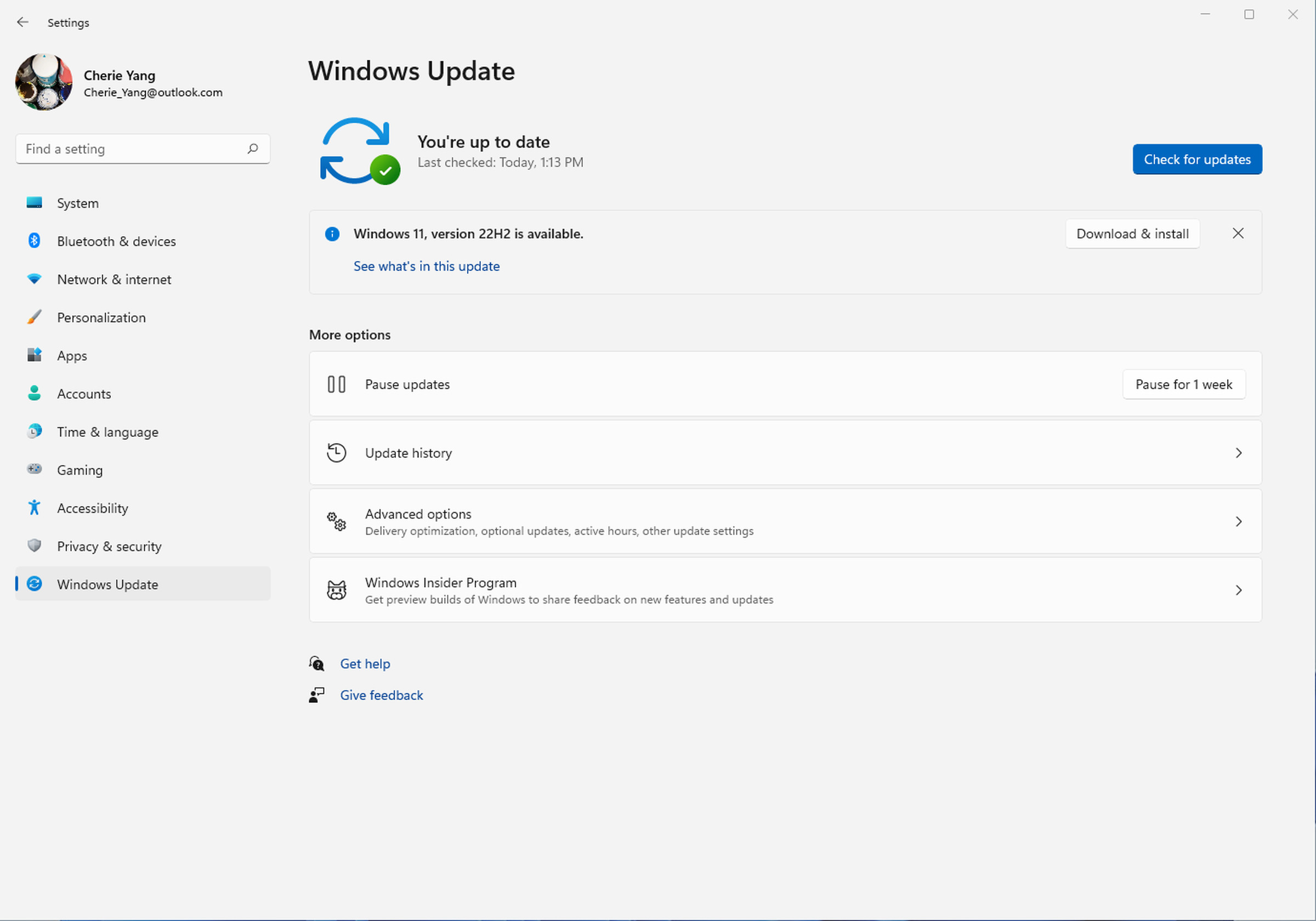 A screenshot of a Windows Update screen with a new update
