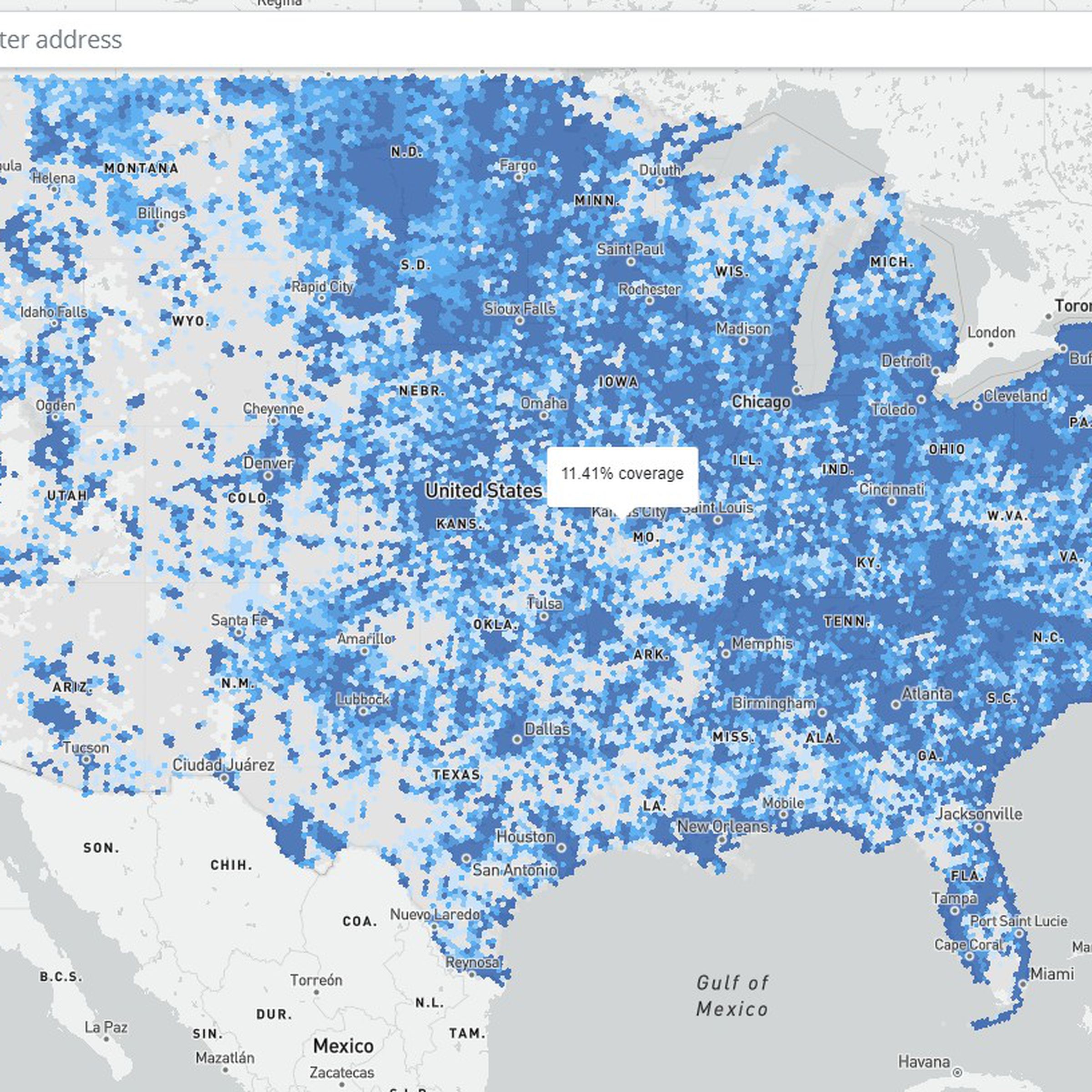 Here’s how much of the US allegedly has access to fiber internet. There’s a lot of white and gray. 
