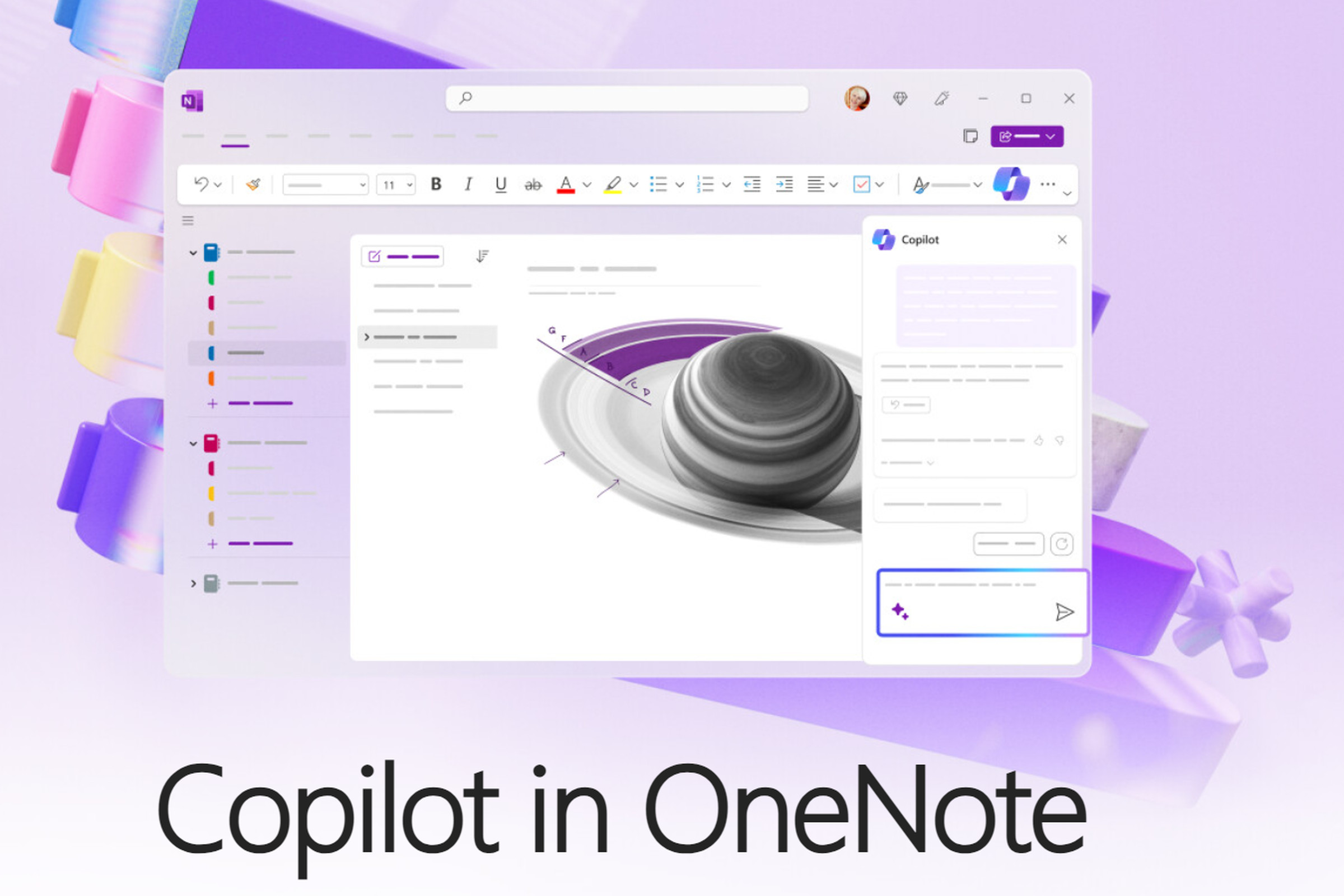 Illustration of OneNote with AI-powered Copilot