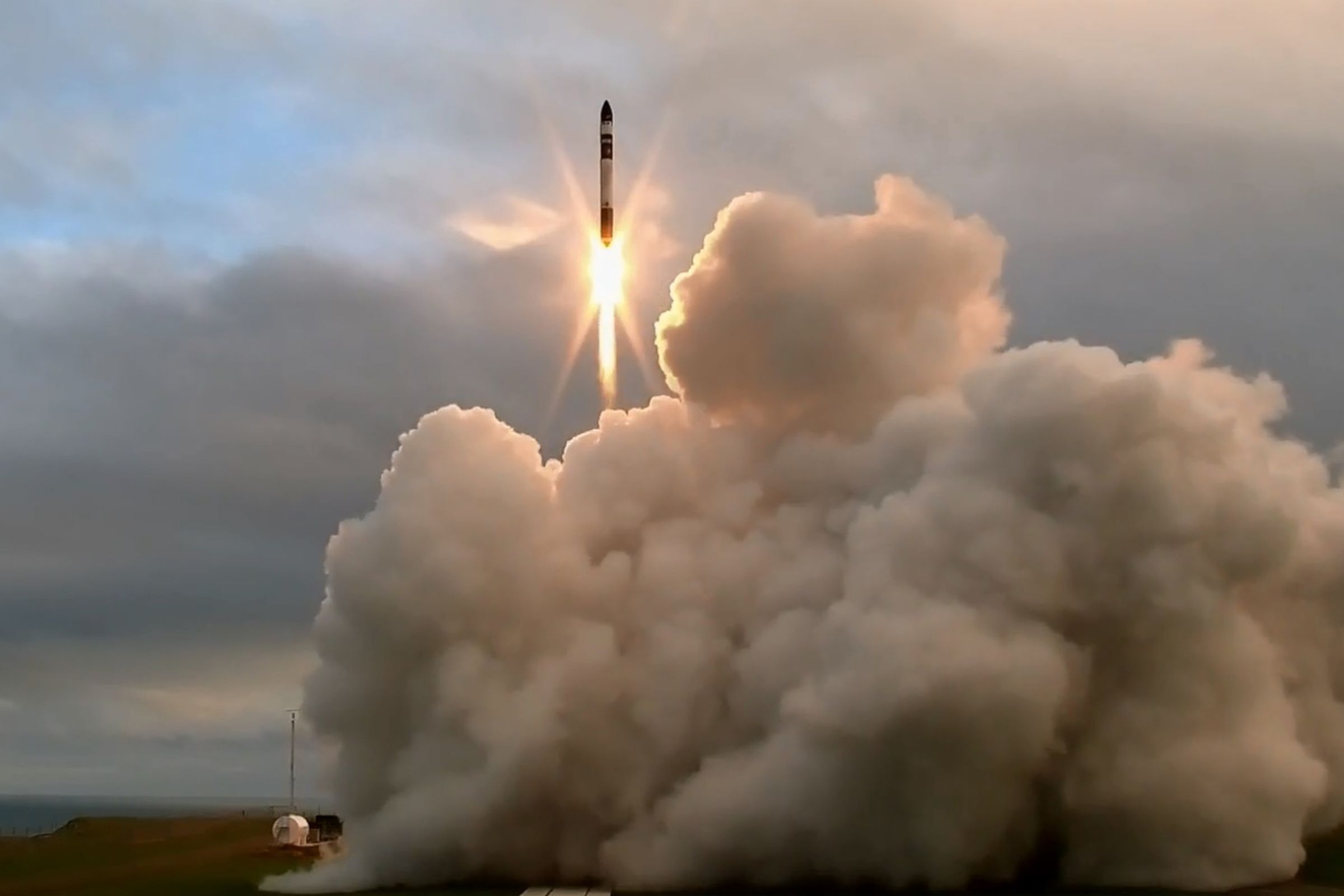 Rocket Lab’s Electron vehicle taking off during its first test flight.