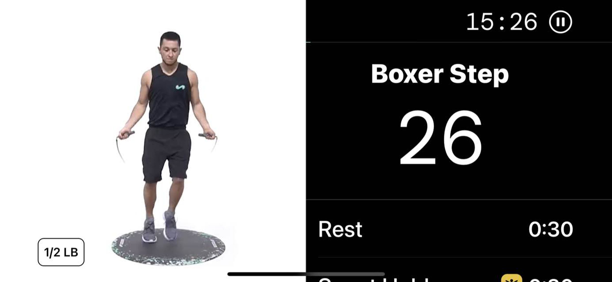 A screenshot a 3D version of Crossrope’s personal trainer jumping role in real-time during a workout.
