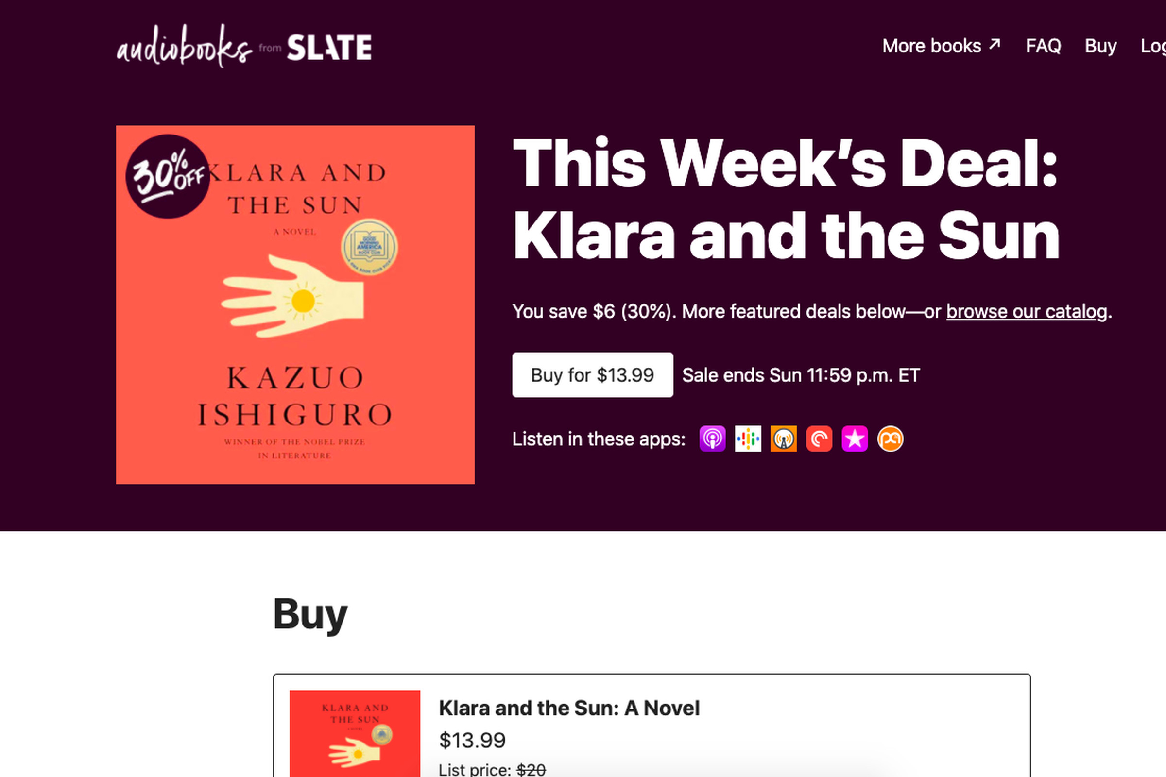 Slate is now selling audiobooks that can be listened to in the podcasting app of listeners’ choice.