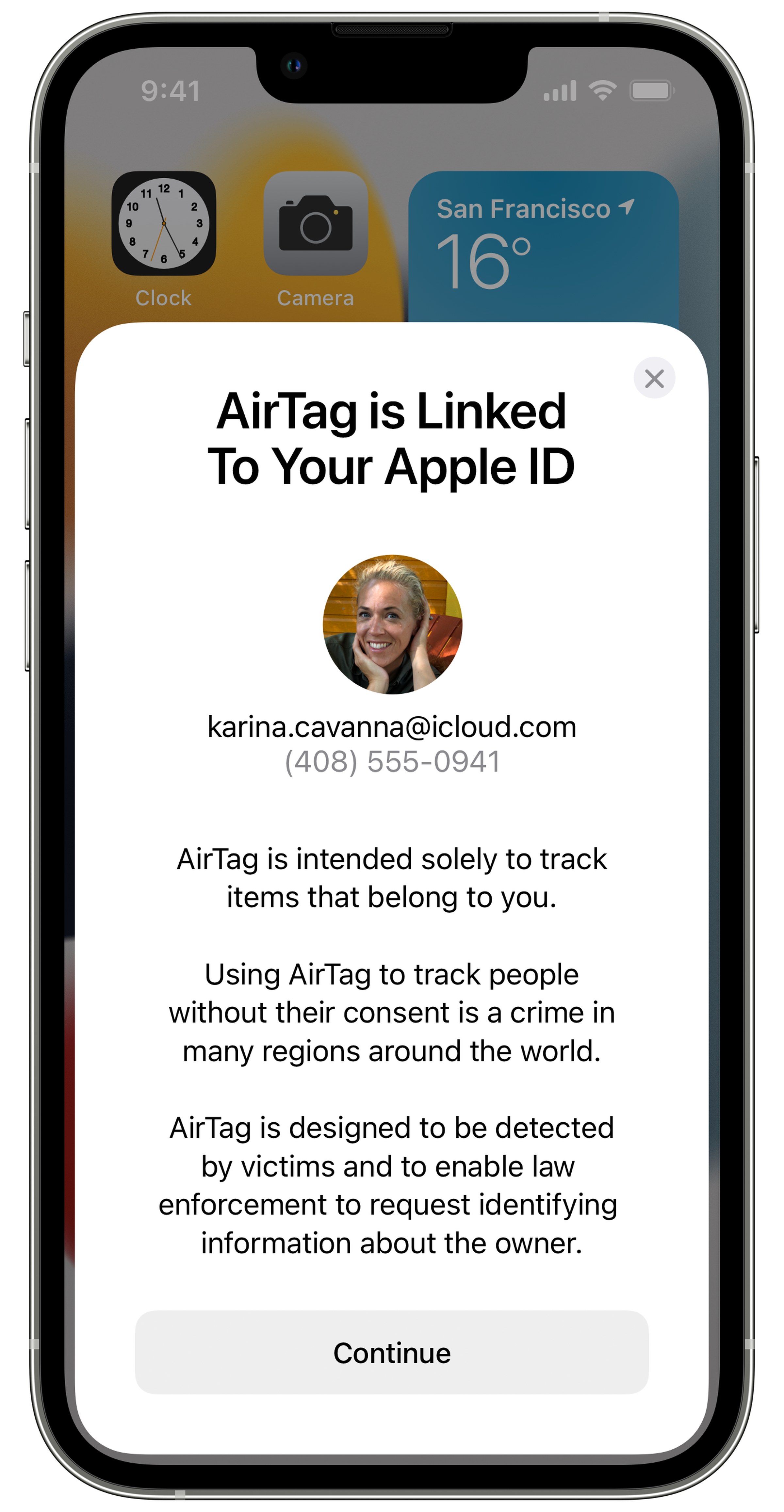 Apple will include a more specific privacy notice when setting up AirTags.