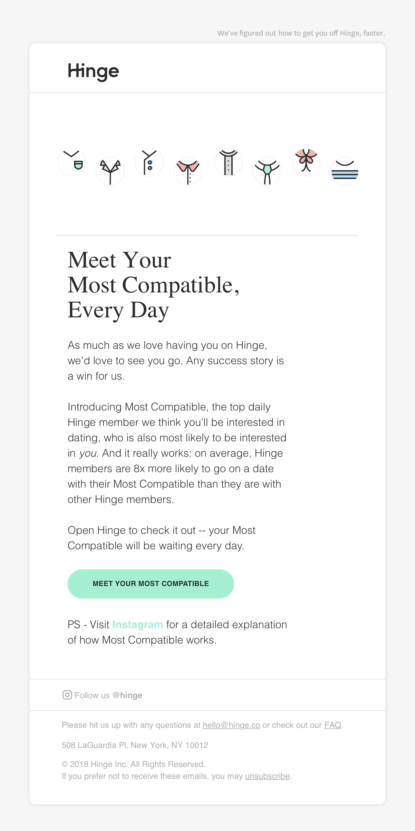 The email Hinge will be sending to users about the new feature.