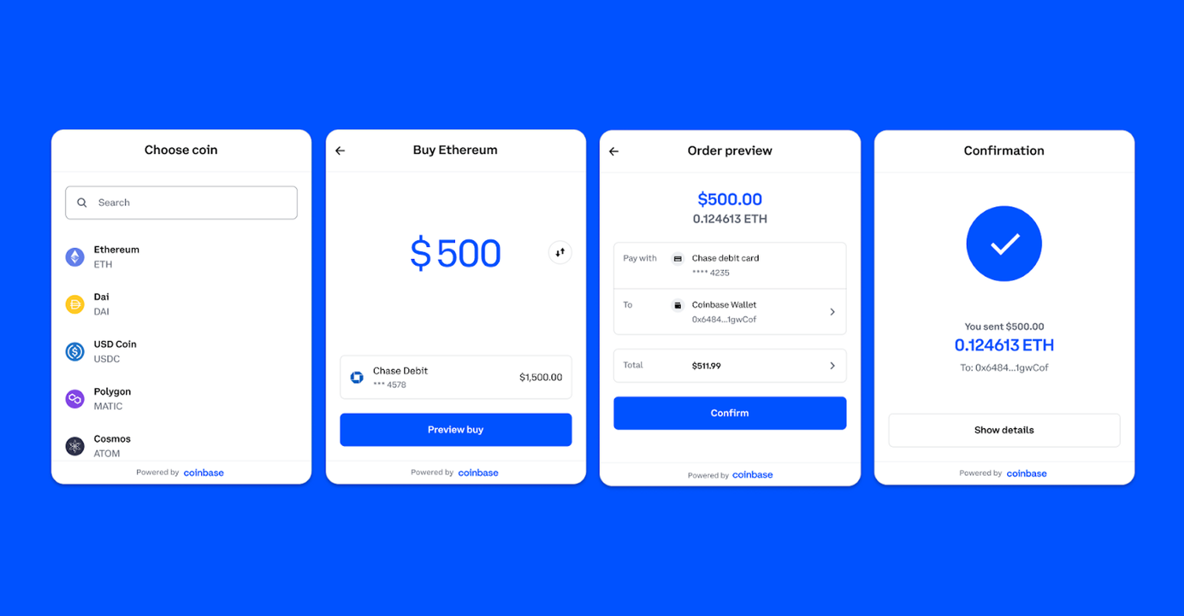 You can use Coinbase Pay to purchase and transfer crypto directly to your wallet.