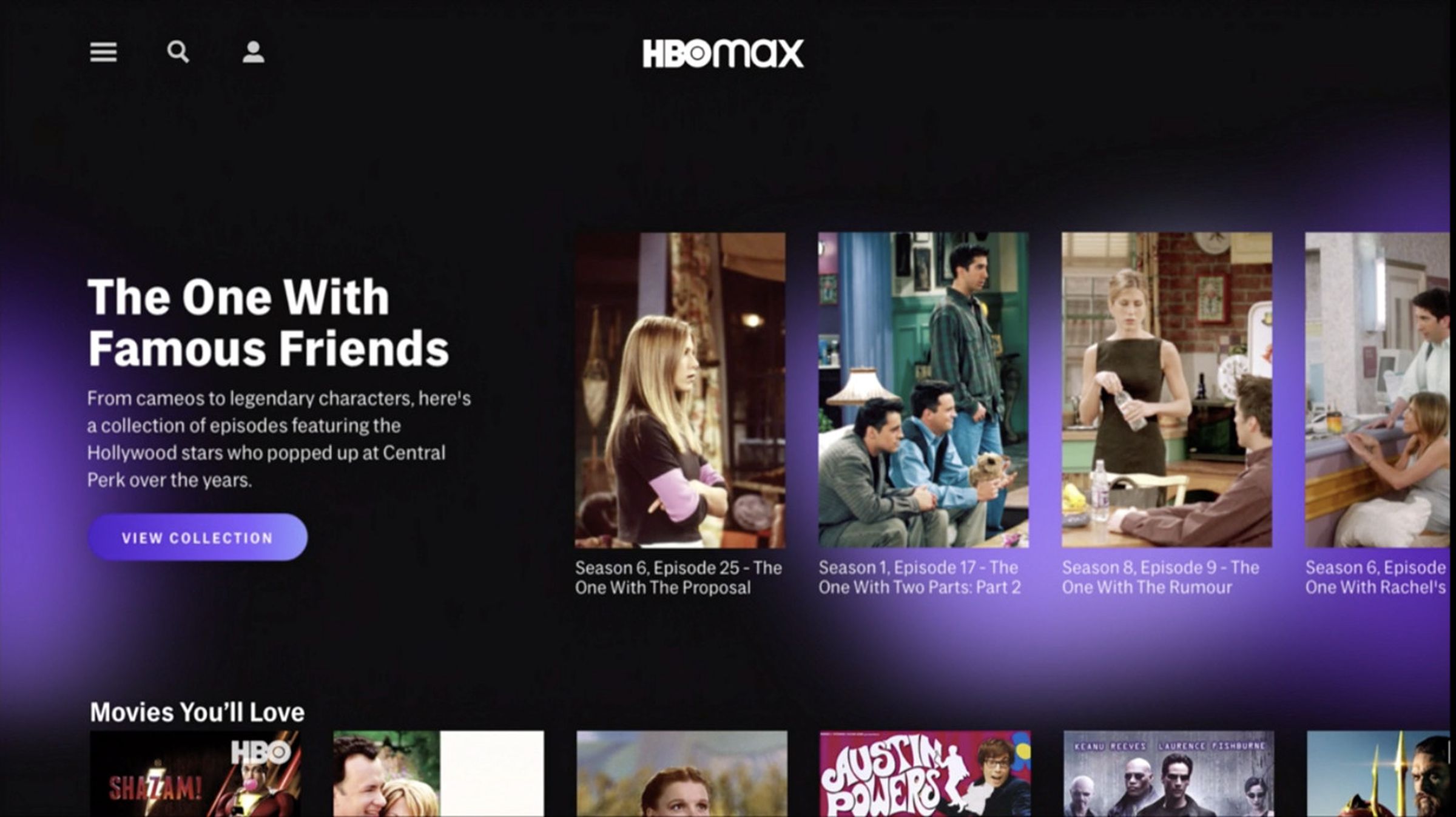 HBO Max showing Friends