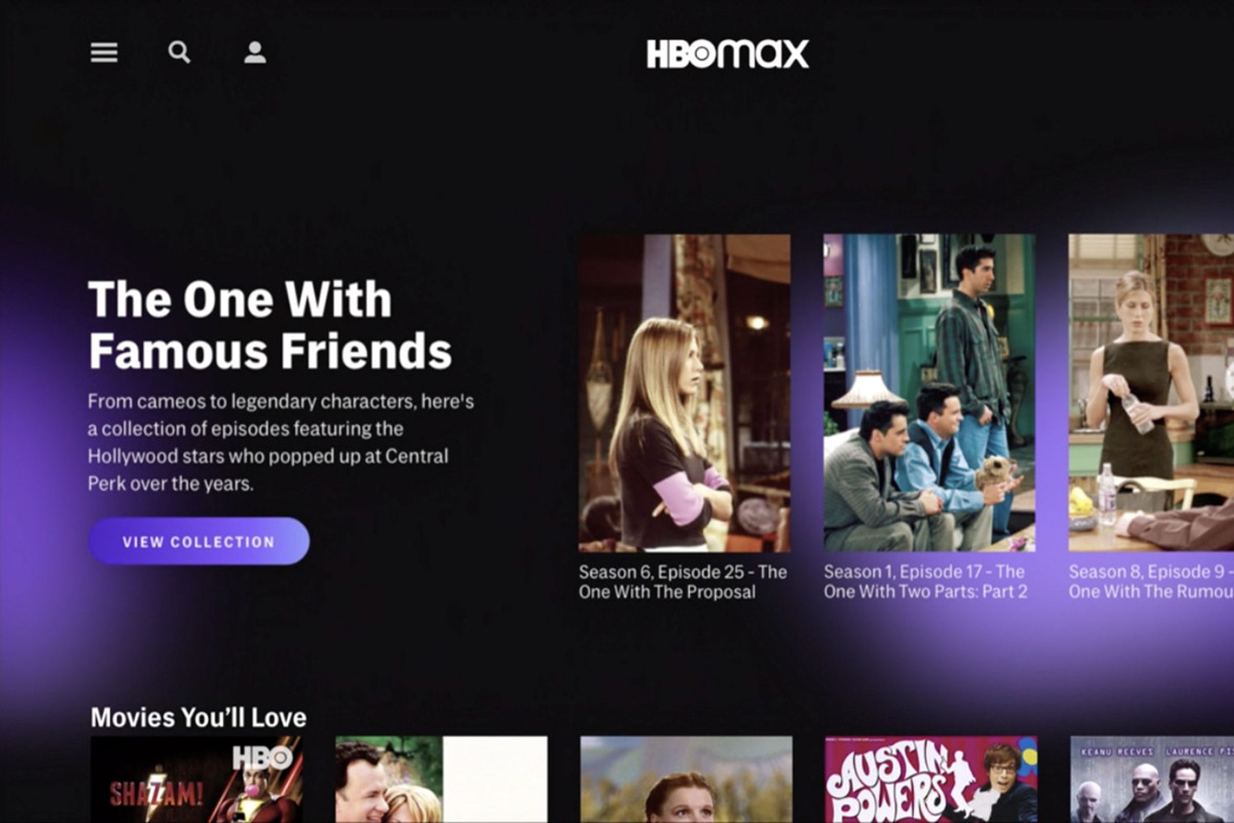 HBO Max showing Friends