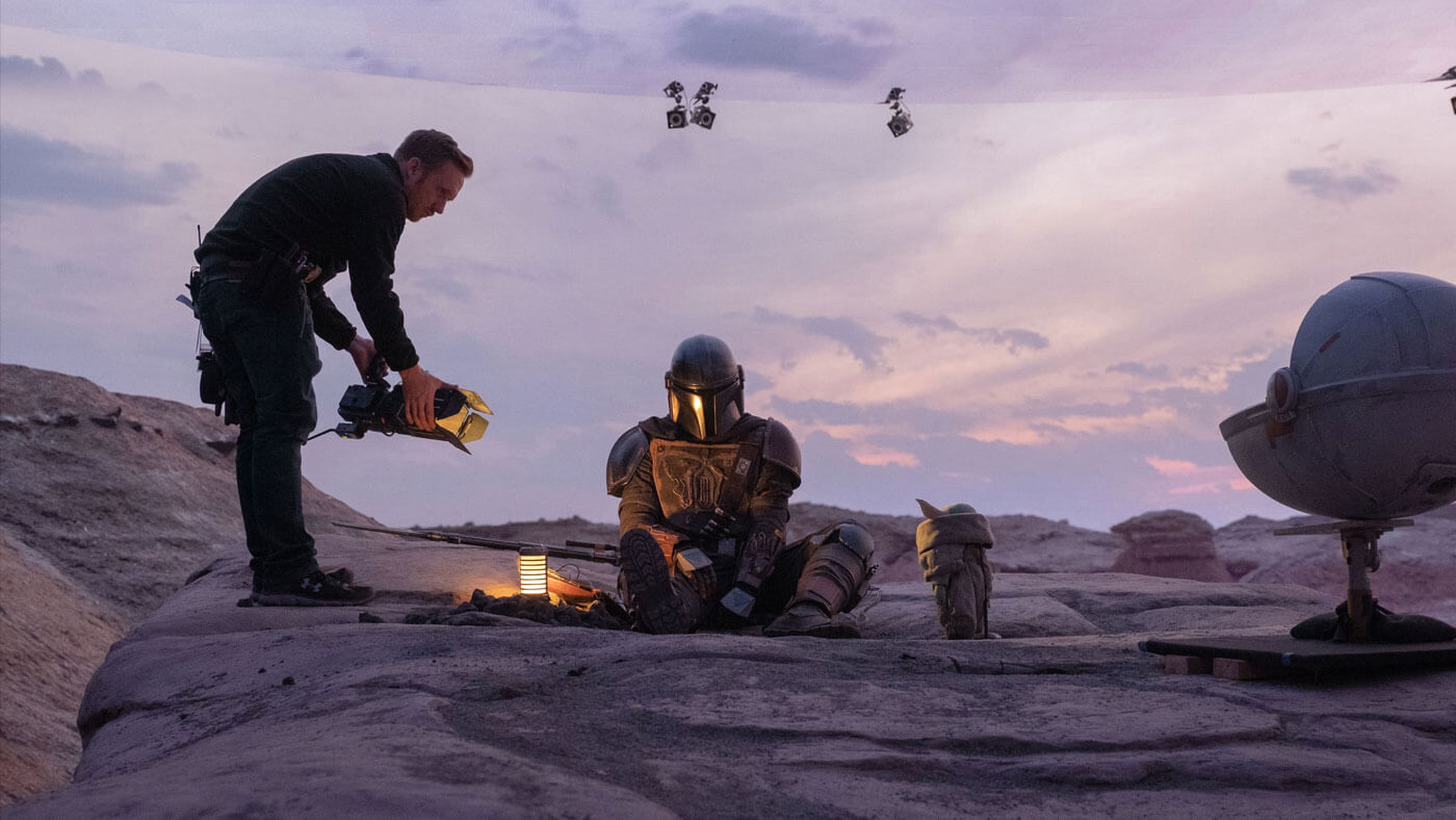 The set of Disney’s The Mandalorian. Production crews used Unreal Engine 4 to create virtual sets. 