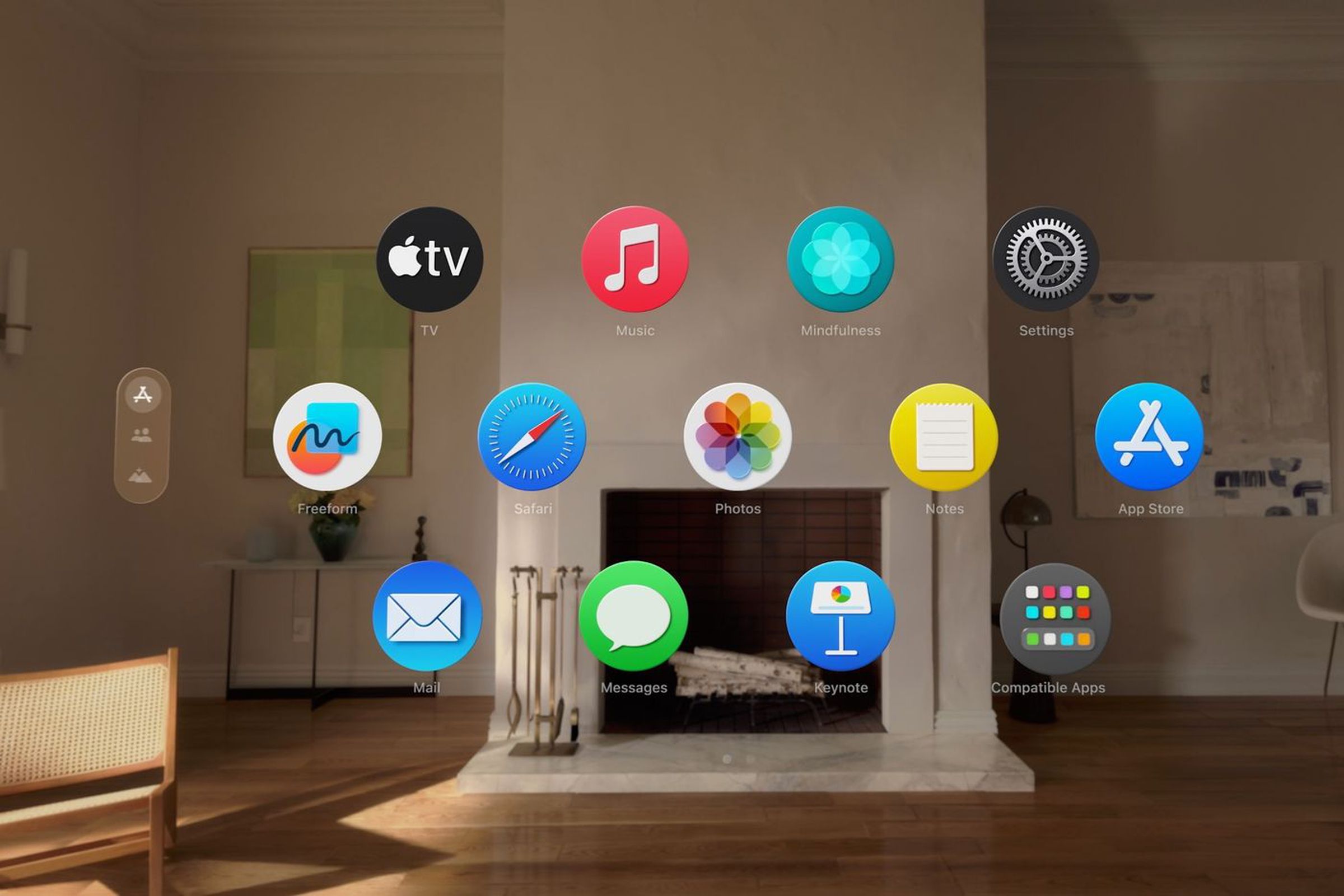 The homescreen of the Apple Vision Pro
