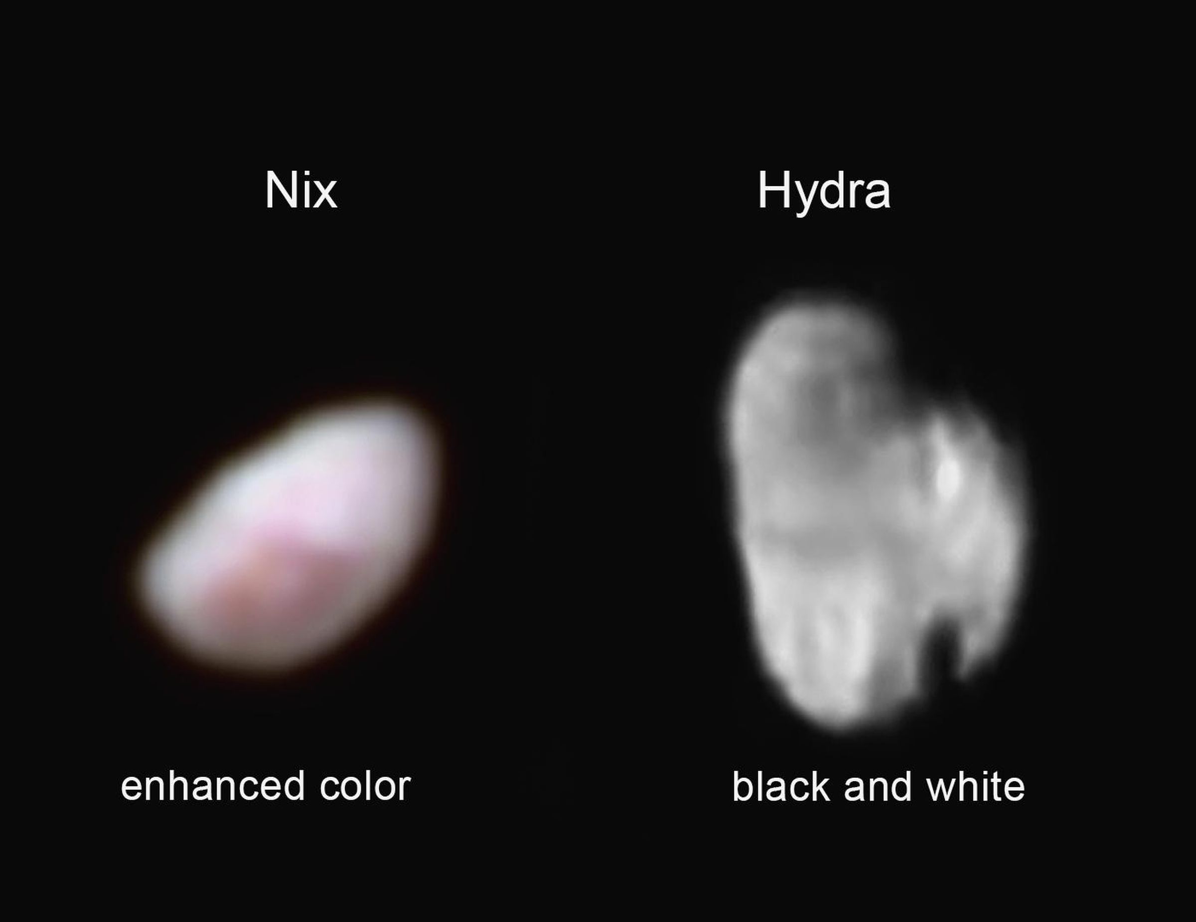 Images of Pluto’s smaller moons taken by New Horizons.