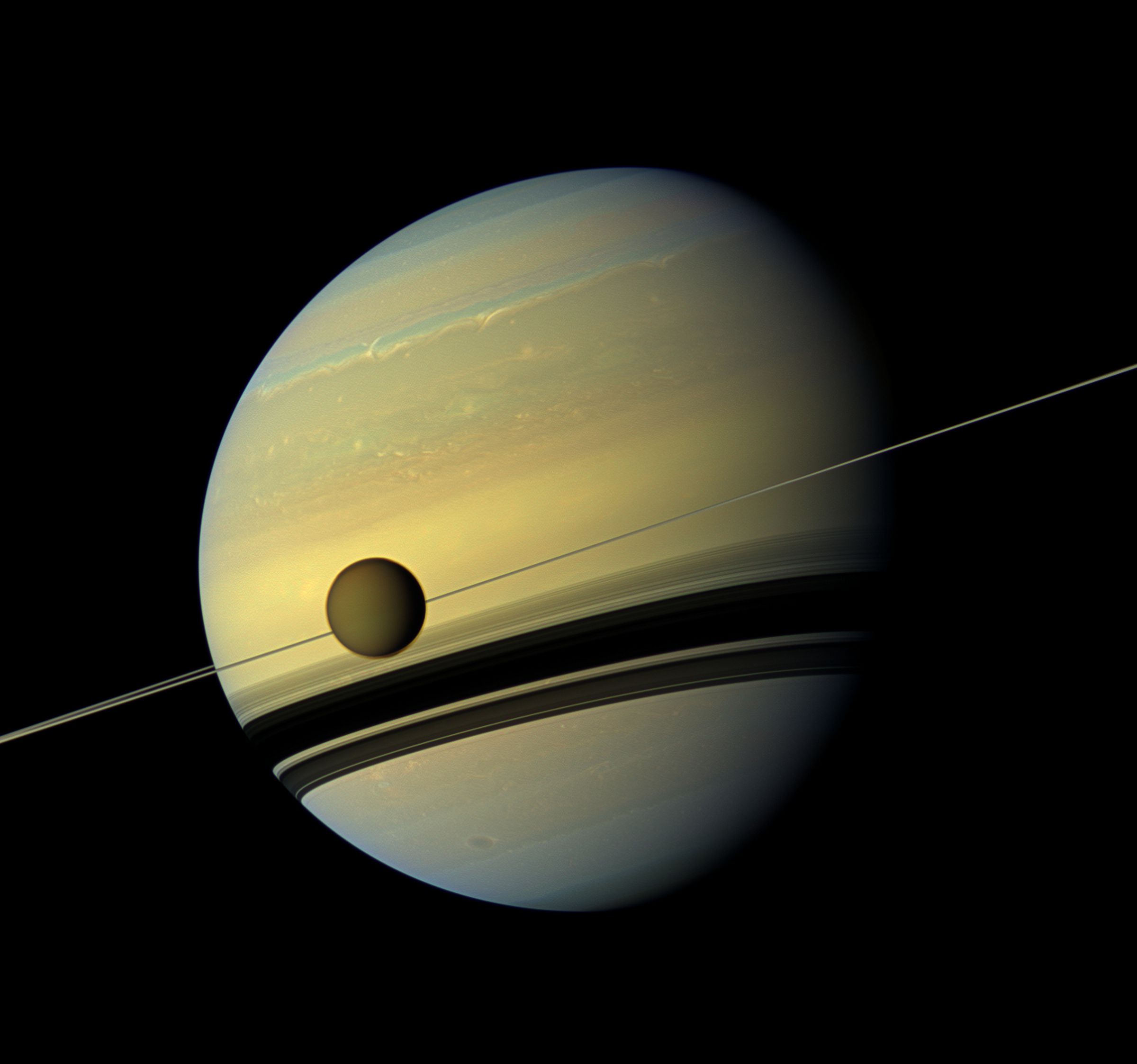 Titan in front of Saturn, photographed on May 6th, 2012.