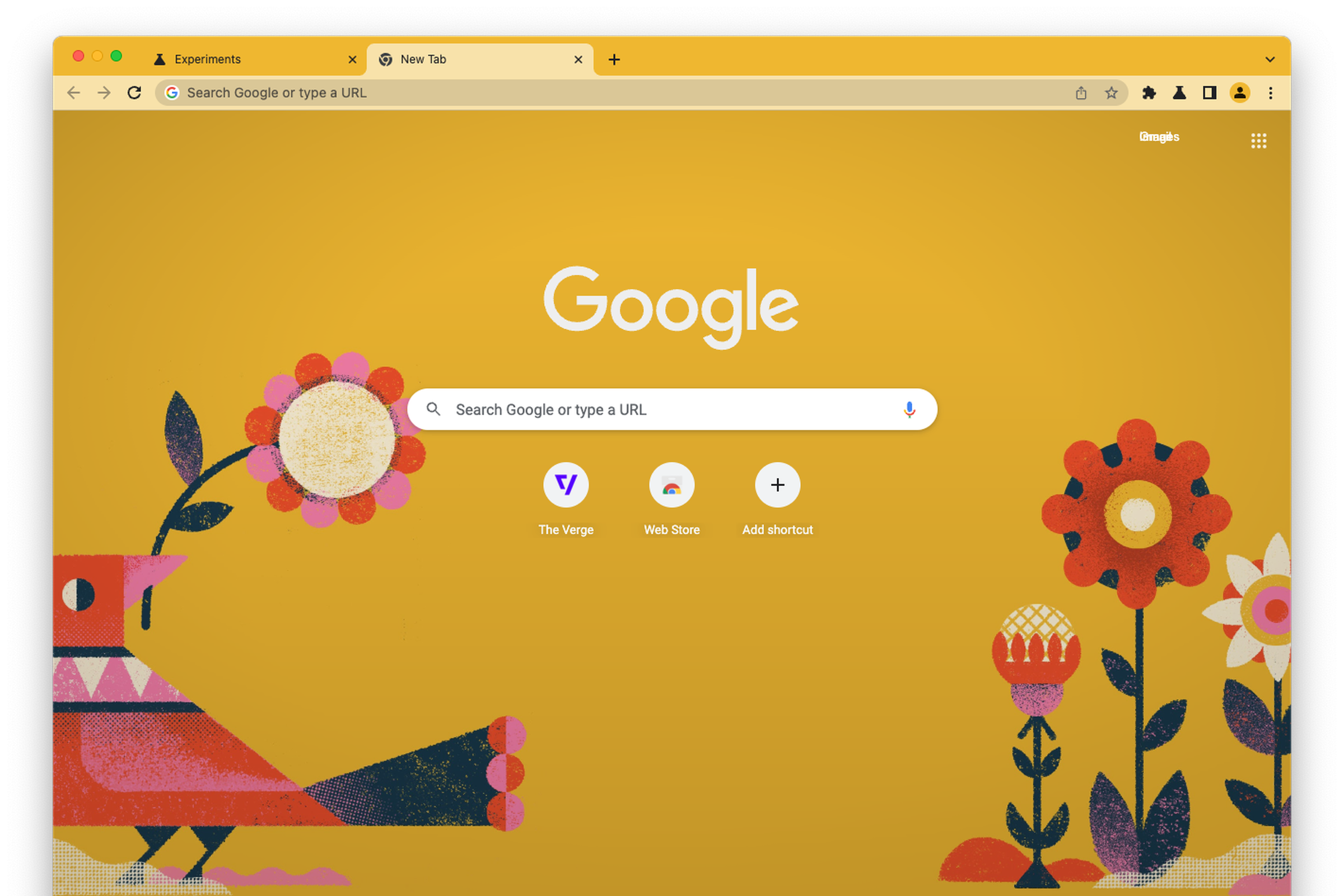A screenshot of Google Chrome with a yellow color theme applied.