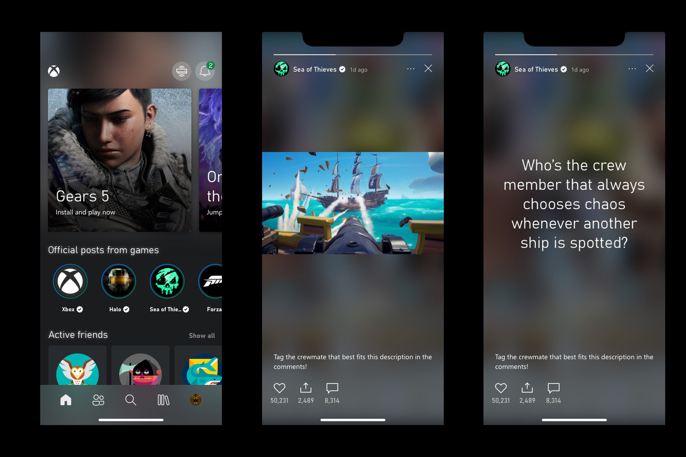Stories inside the Xbox mobile app.