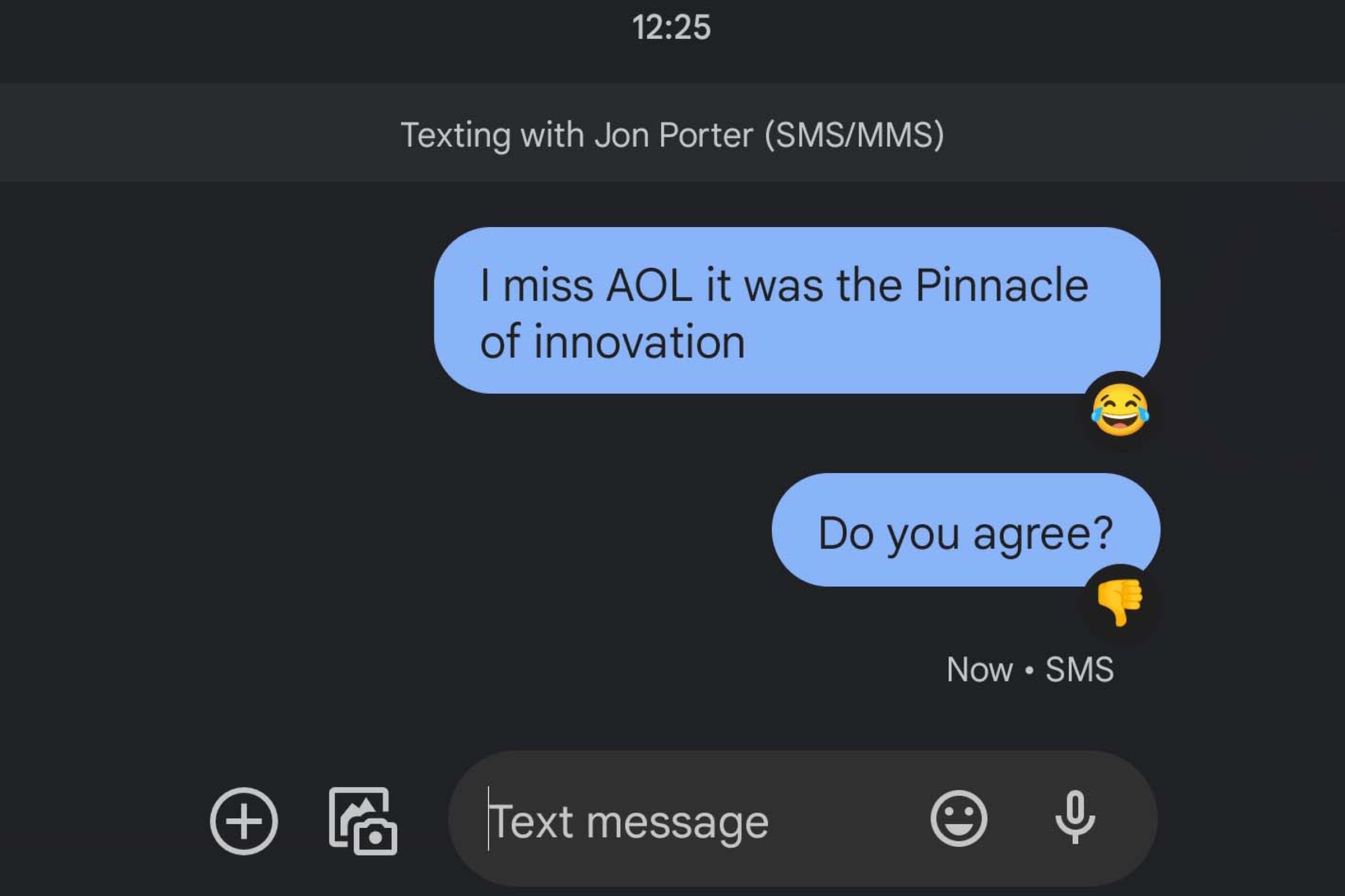 Emoji reactions from an iOS user, seen in Android Messages.