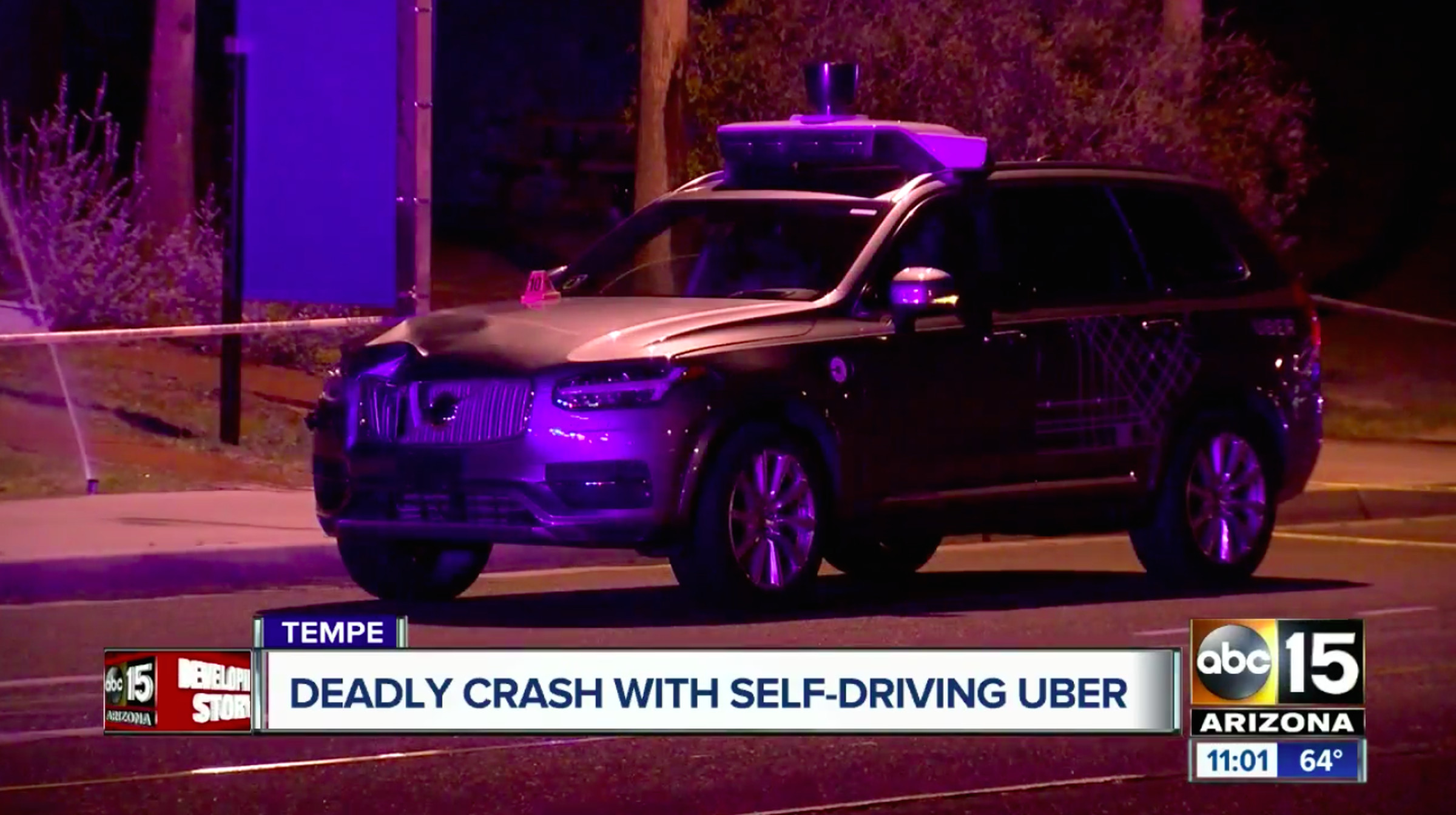 The self-driving Uber vehicle involved in a fatal crash in Tempe, Arizona.