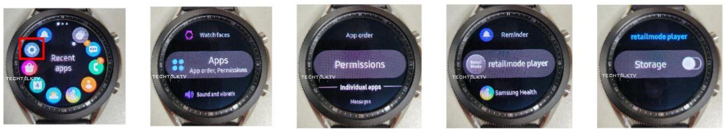 The images show icons for Samsung’s typical smart watch apps, although some of the designs have changed slightly.