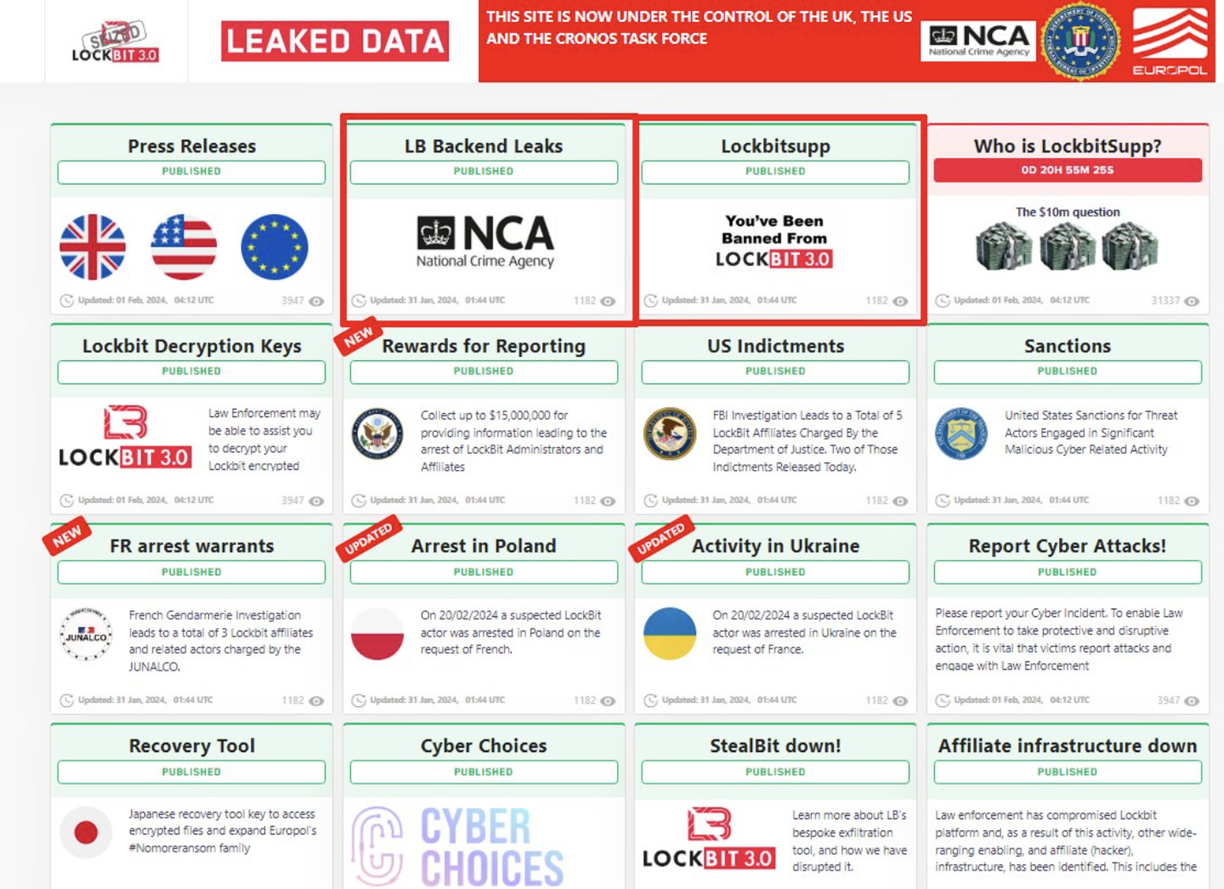 US and UK authorities seized LockBit’s data leak site in February.