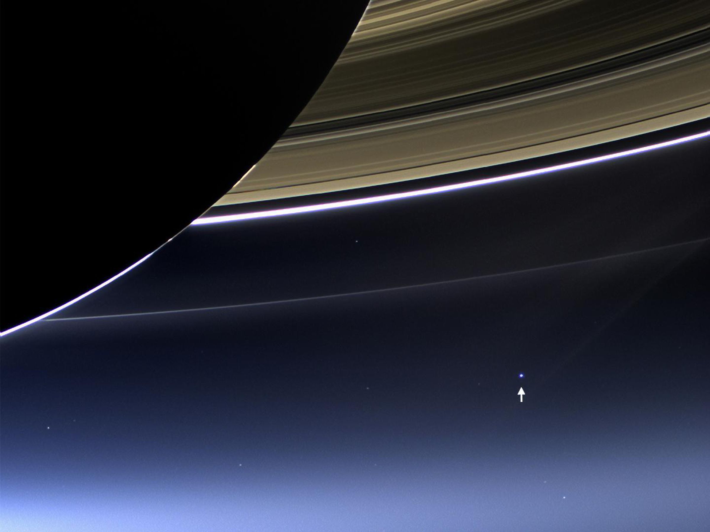 Our planet viewed from Saturn, photographed on July 19th, 2013.