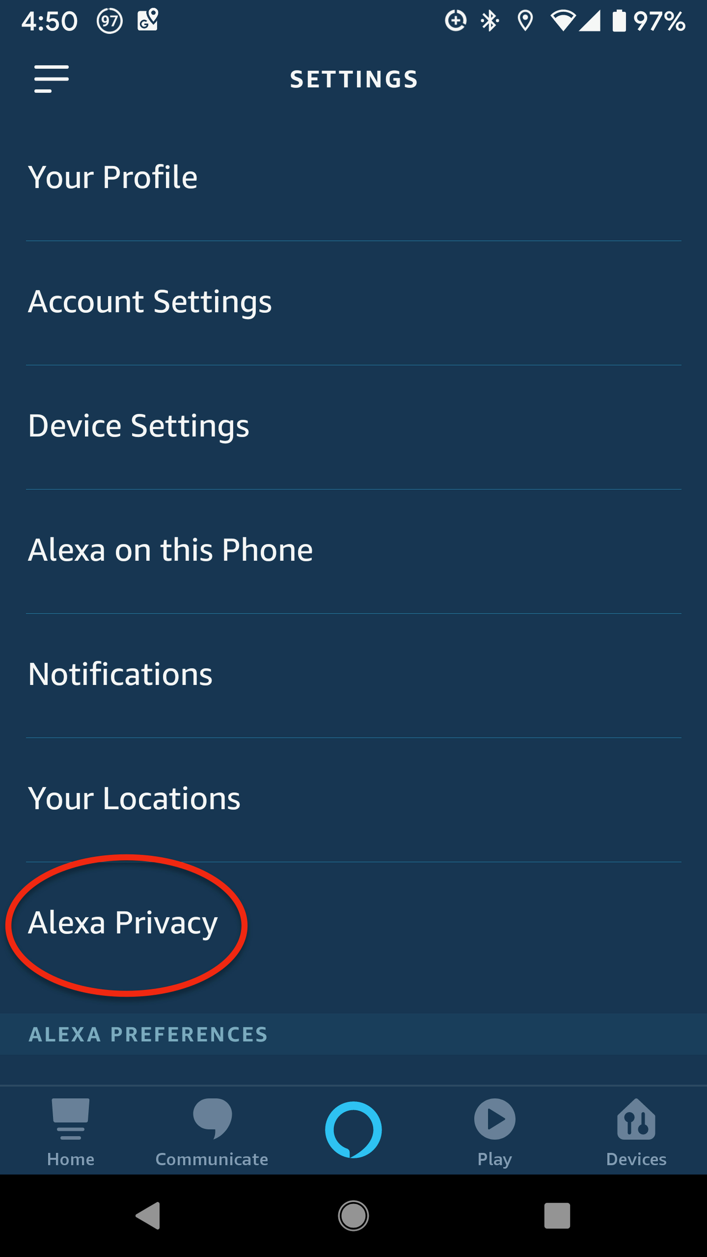 Deleting Alexa voice