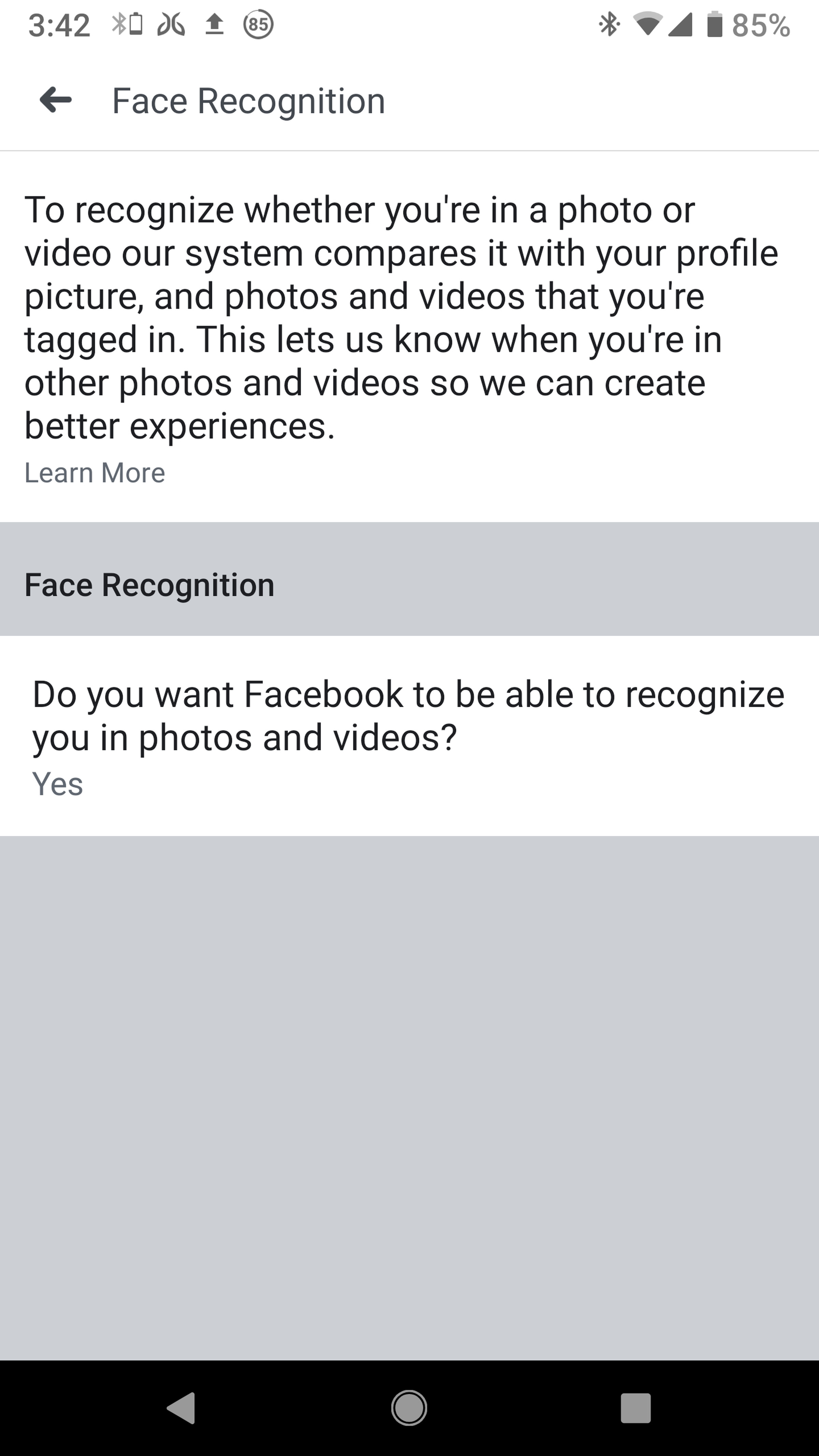 Facebook mobile face recognition