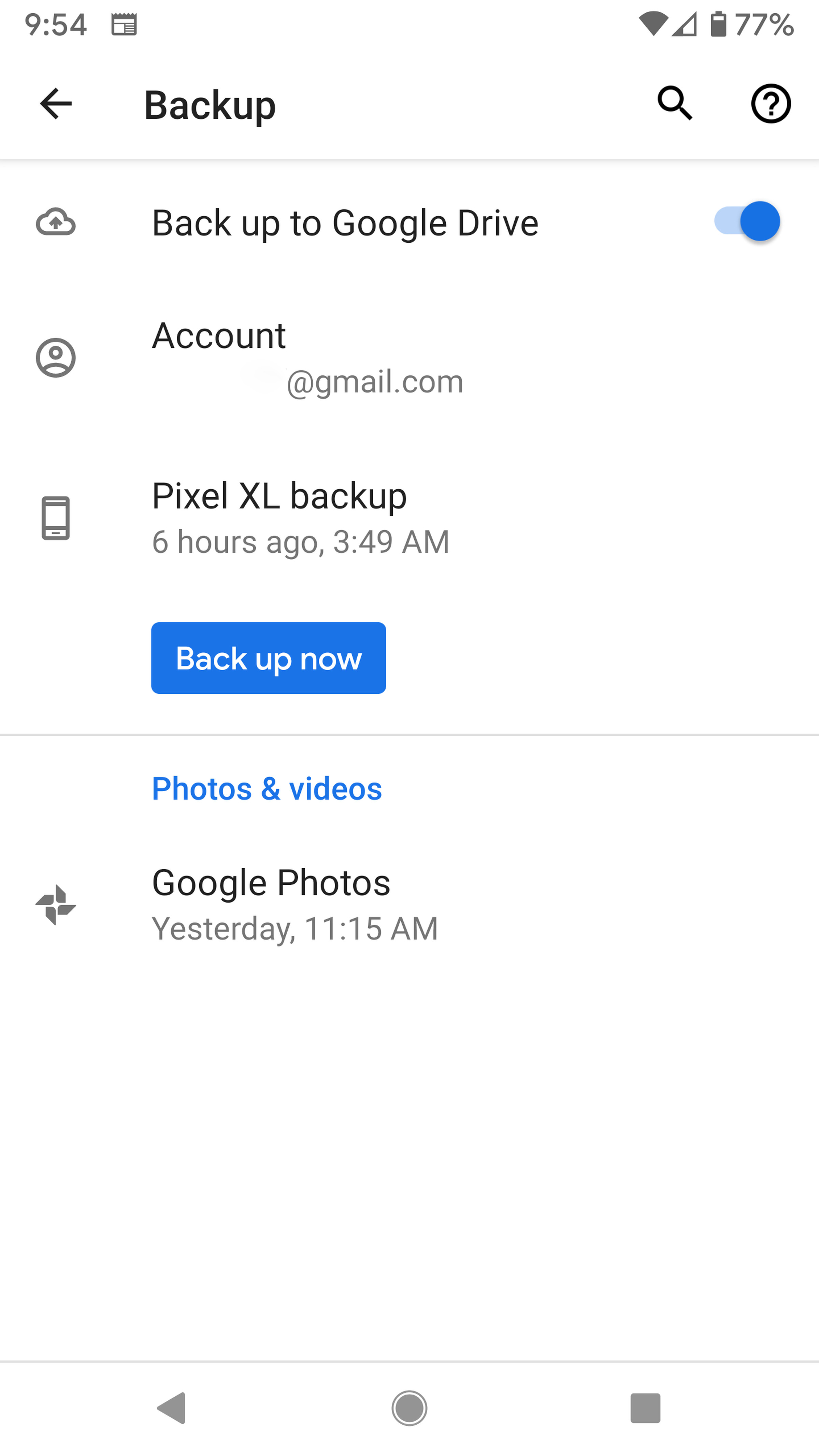 You can back up your app data, call history, and other info to your Google Drive.