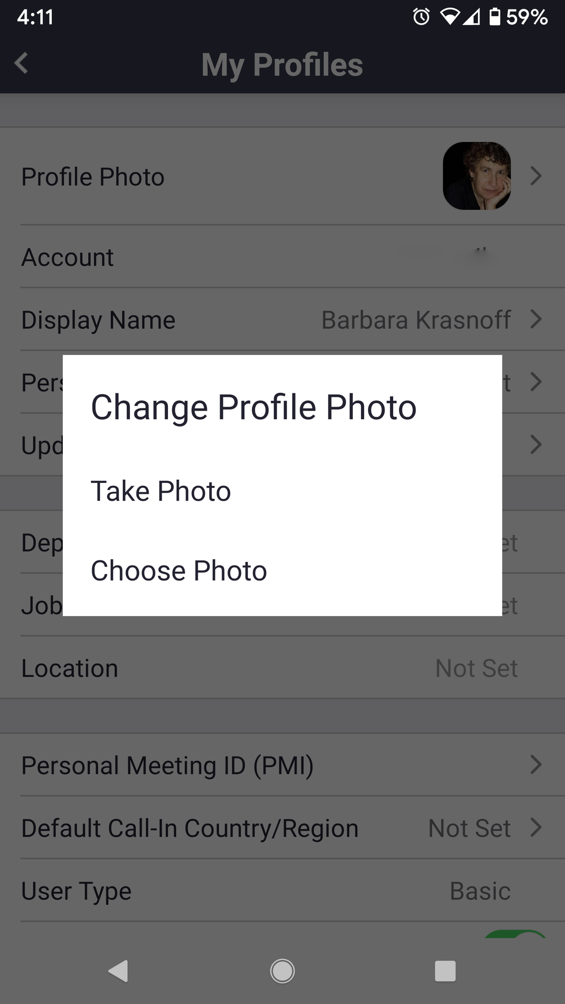 You can also change your profile photo in the pop-up window.