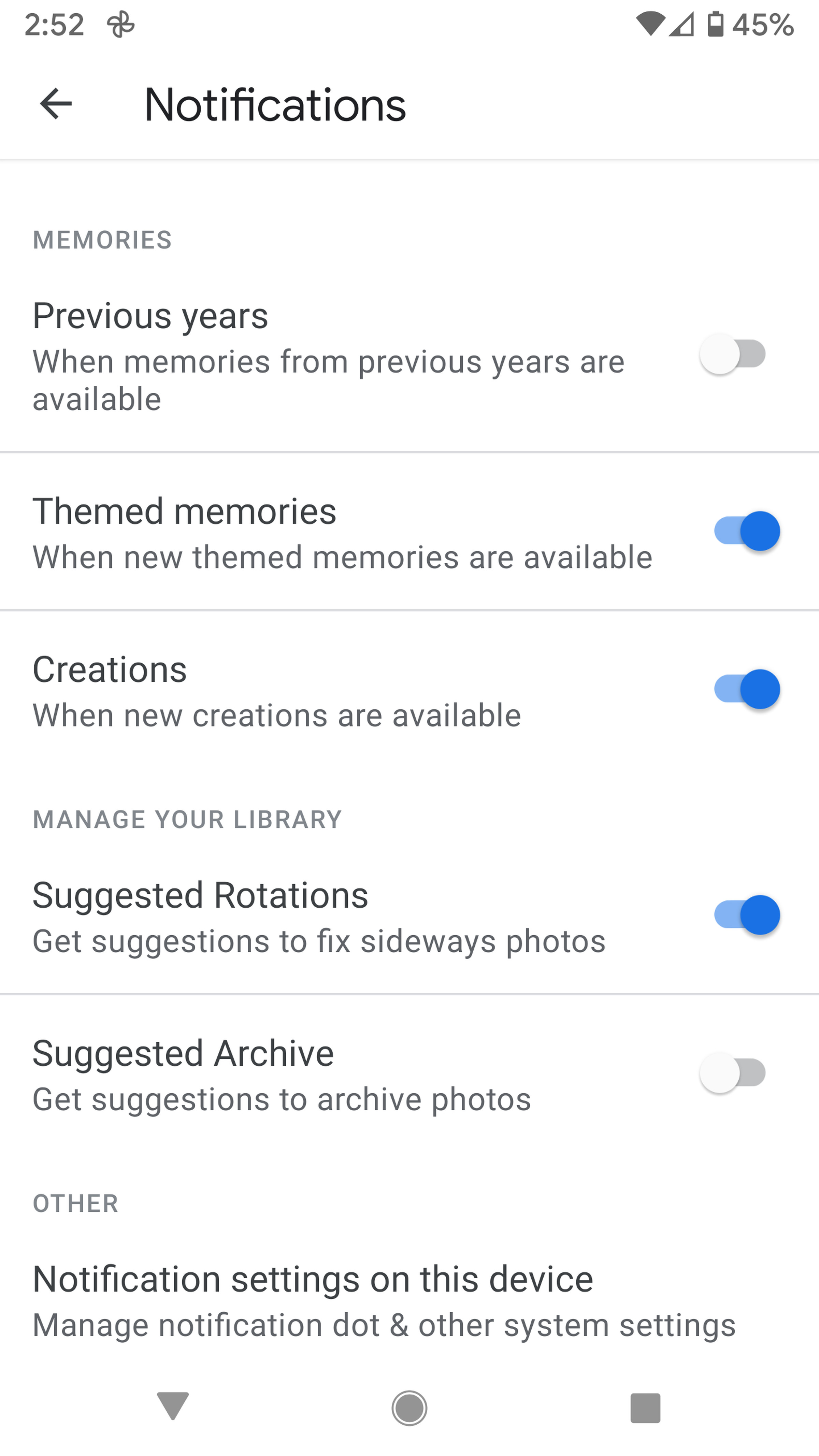 You can also choose when you want to see Memories notifications.