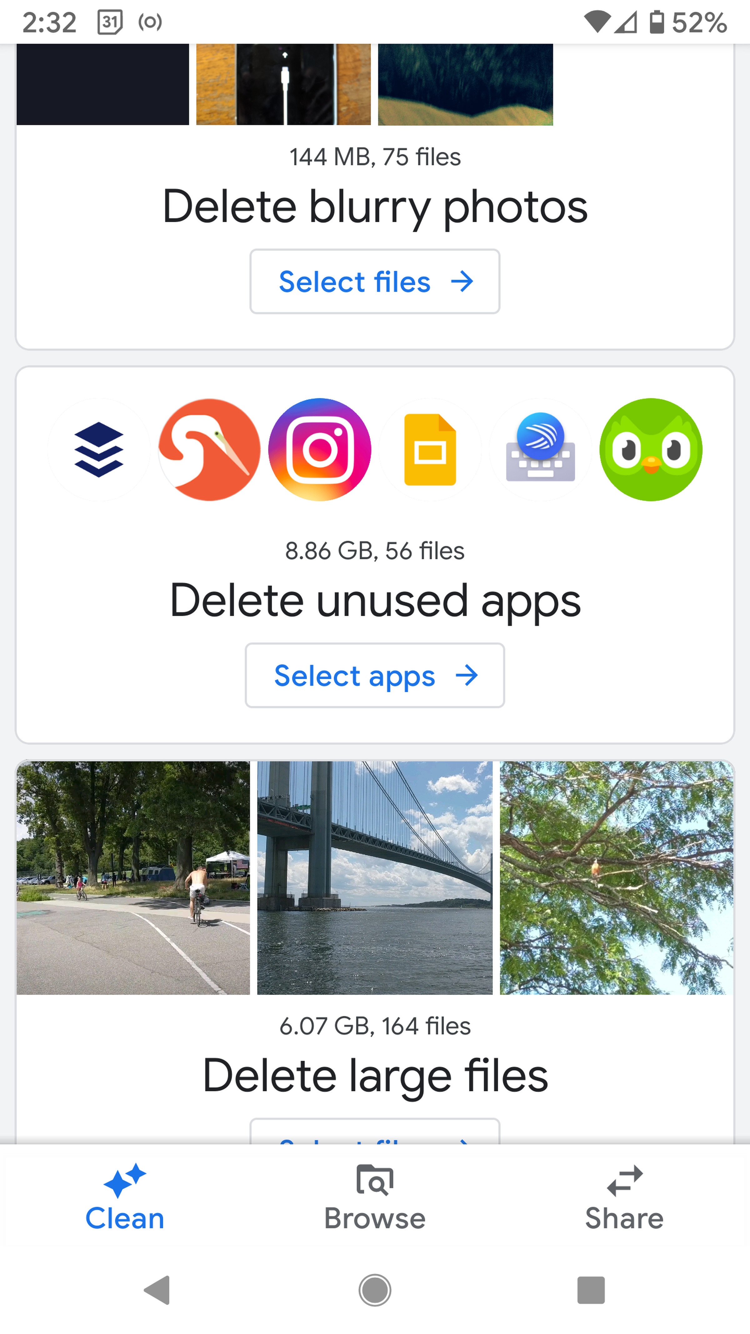 Files by Google lets you delete unused apps.