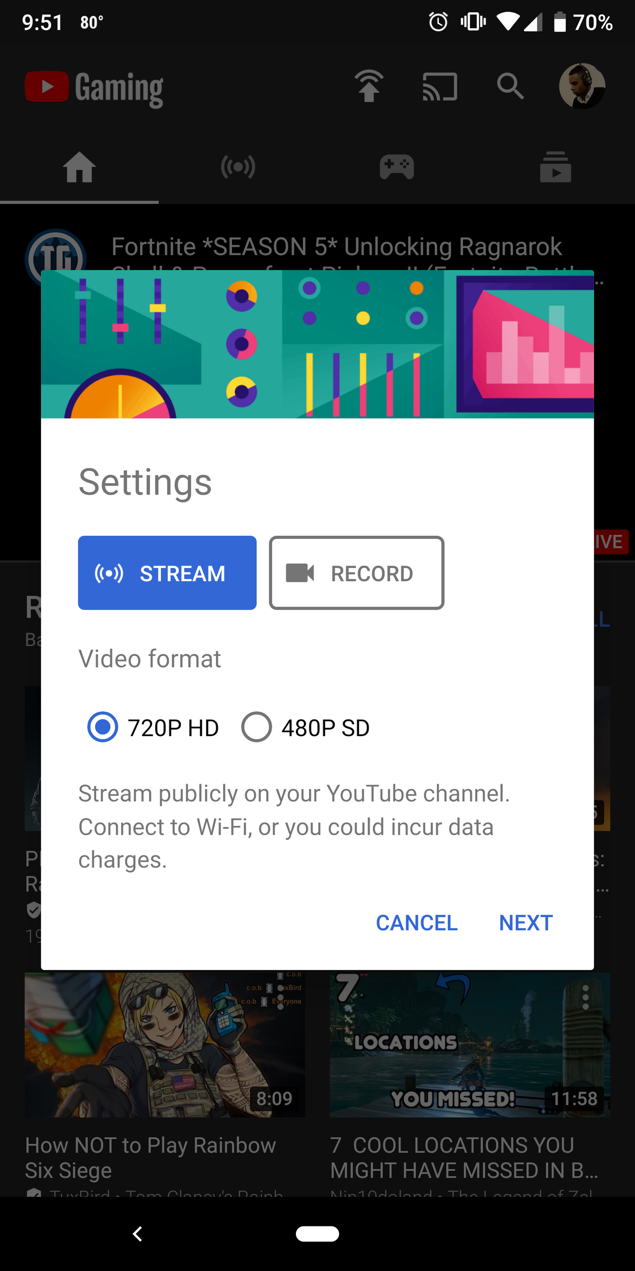 YouTube Gaming setup on Android