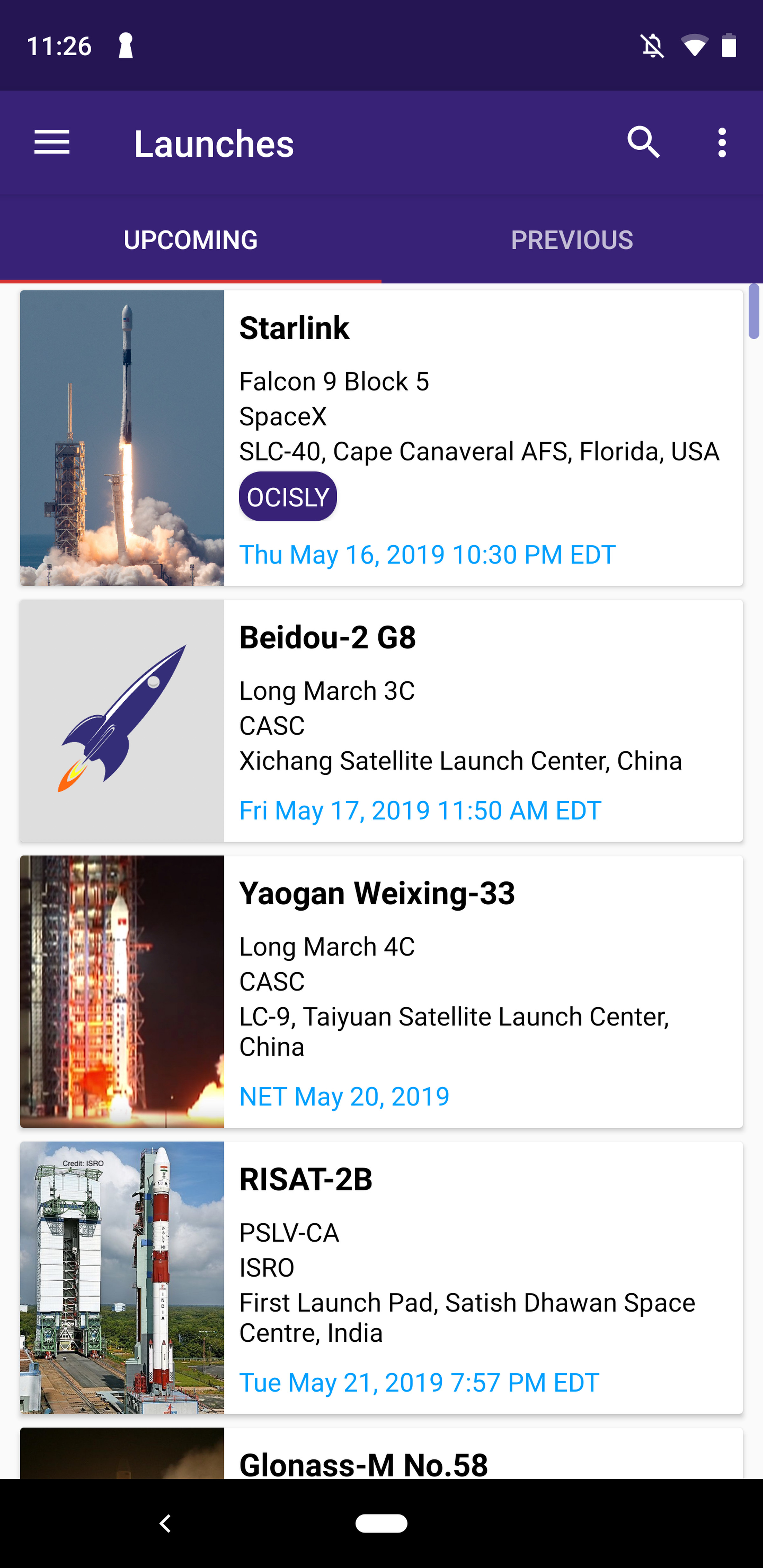 Next spaceflight launches