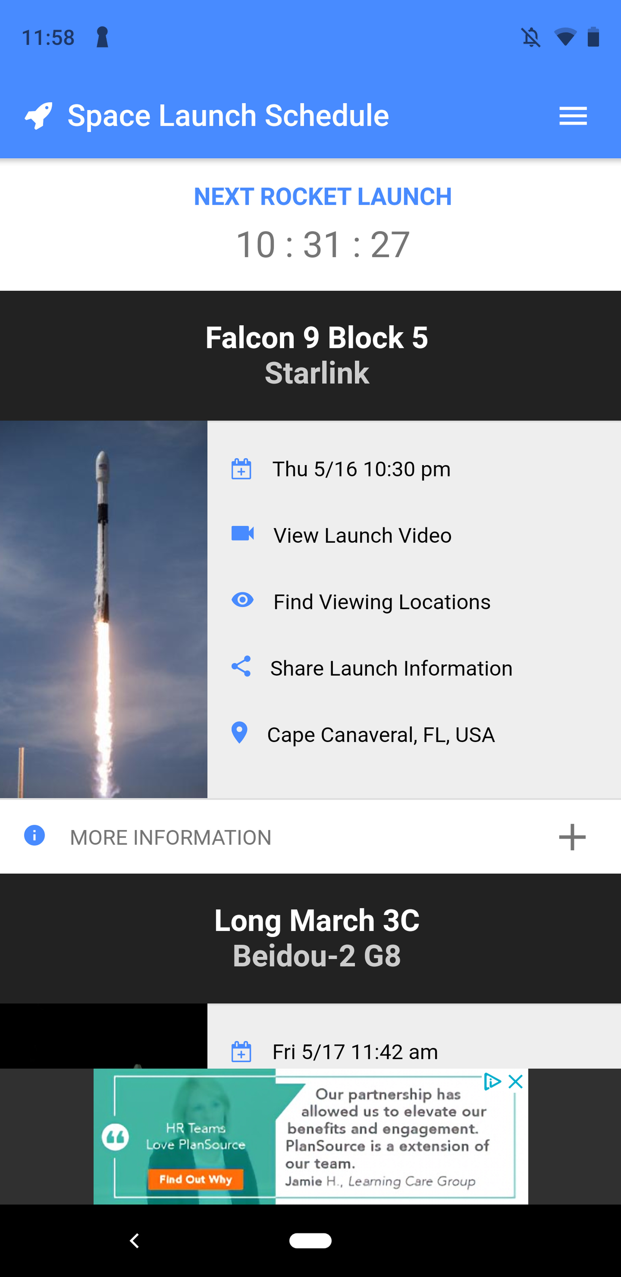 space launch schedule