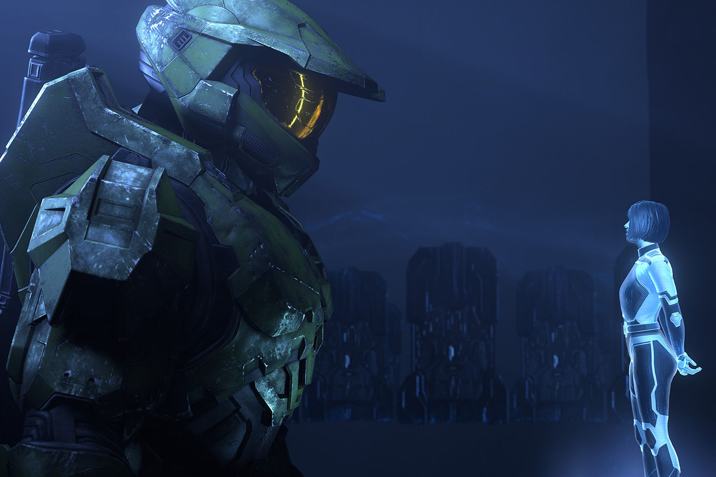 Master Chief and The Weapon in Halo Infinite.