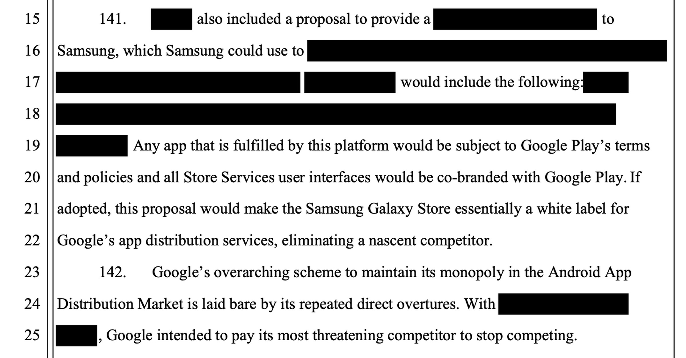 The suit describes Google’s approach to Samsung’s store.
