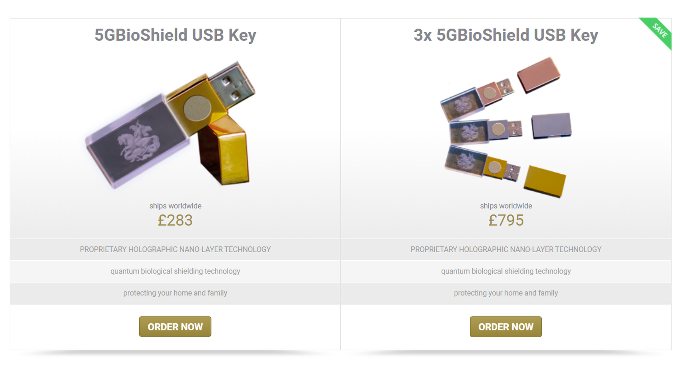 The fake anti-5G USB sticks on sale in the UK.