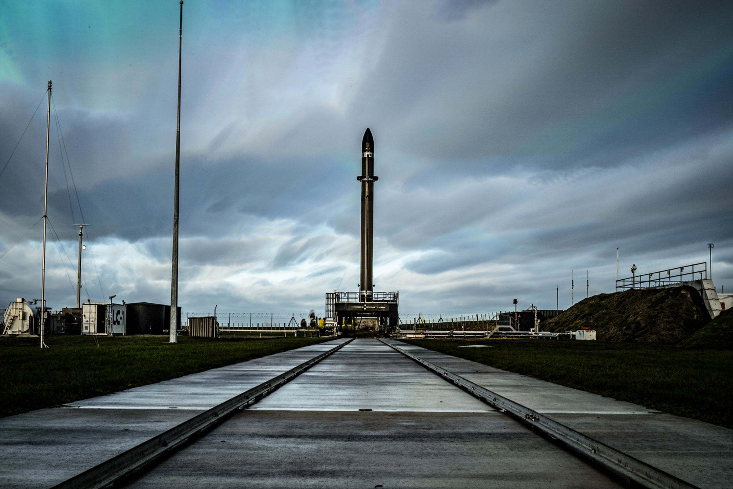 Rocket Lab’s Electron rocket at the company’s New Zealand launch site