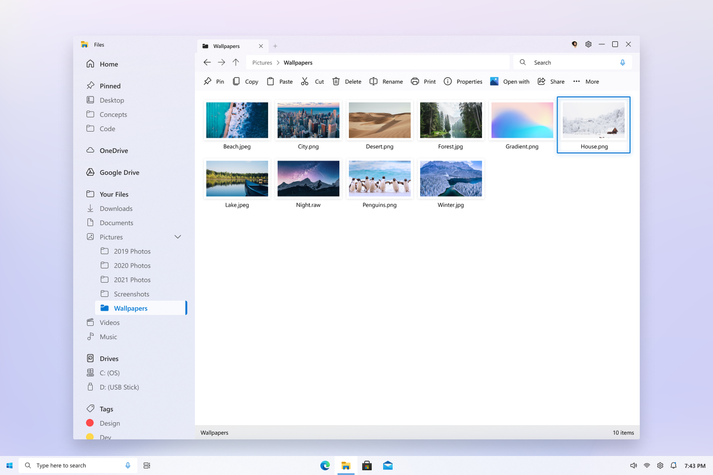 This File Explorer concept also imagines how nested folders would work.