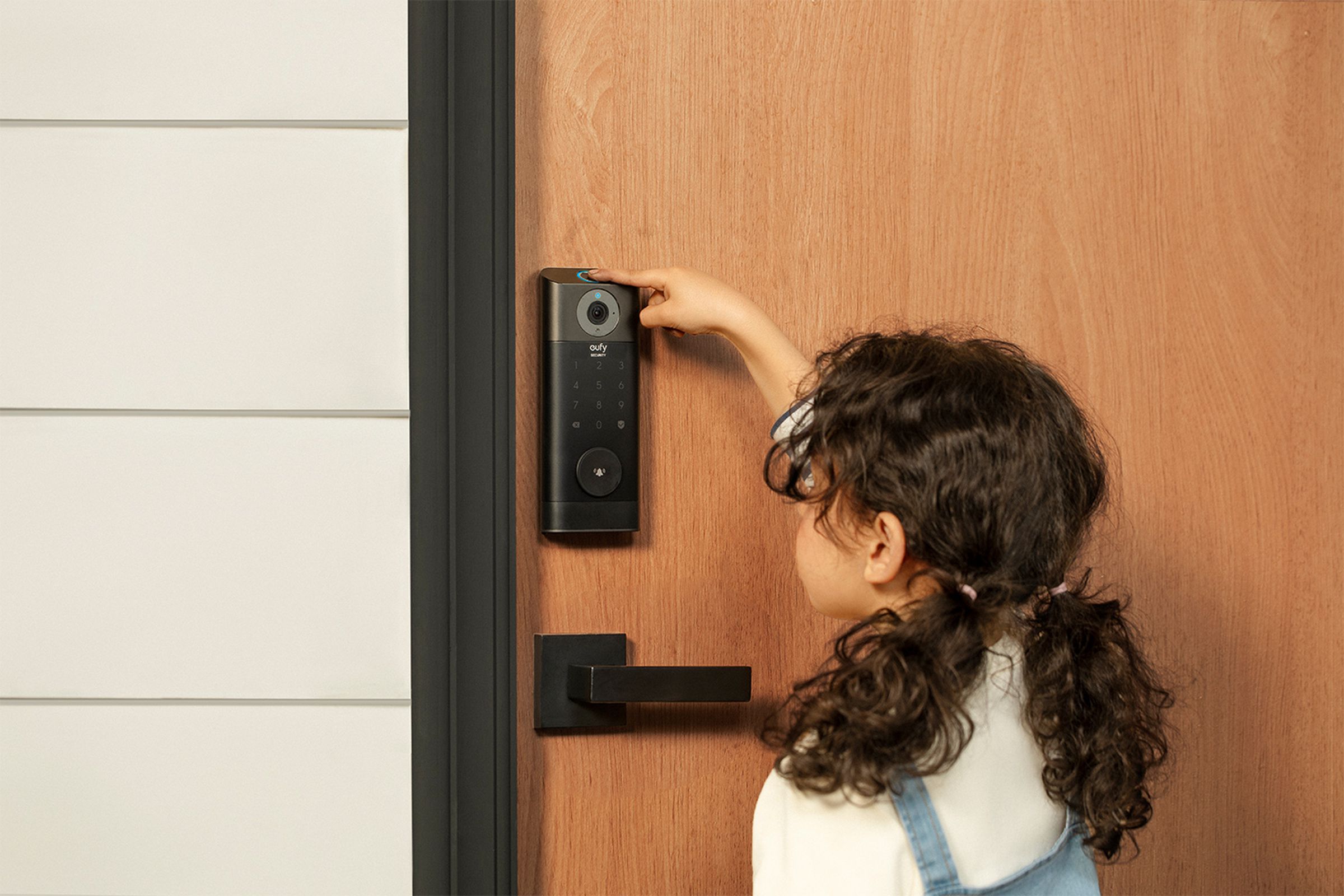 The Video Smart Lock has a fingerprint reader that can learn to recognize your fingerprints to unlock faster.