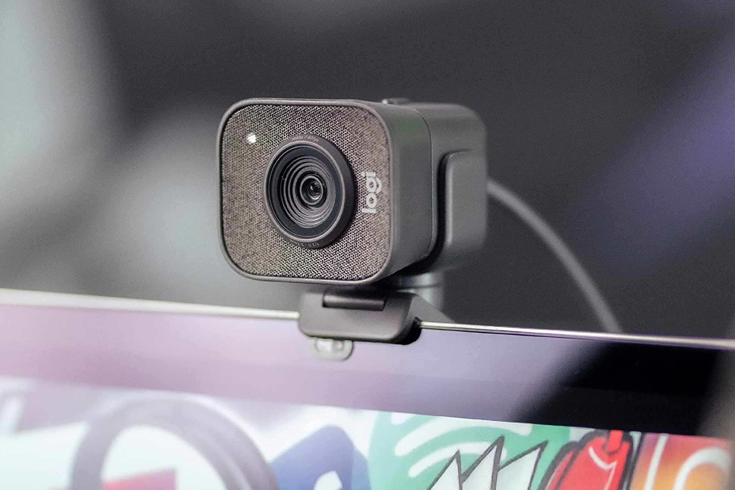 The Logitech StreamCam on a display.