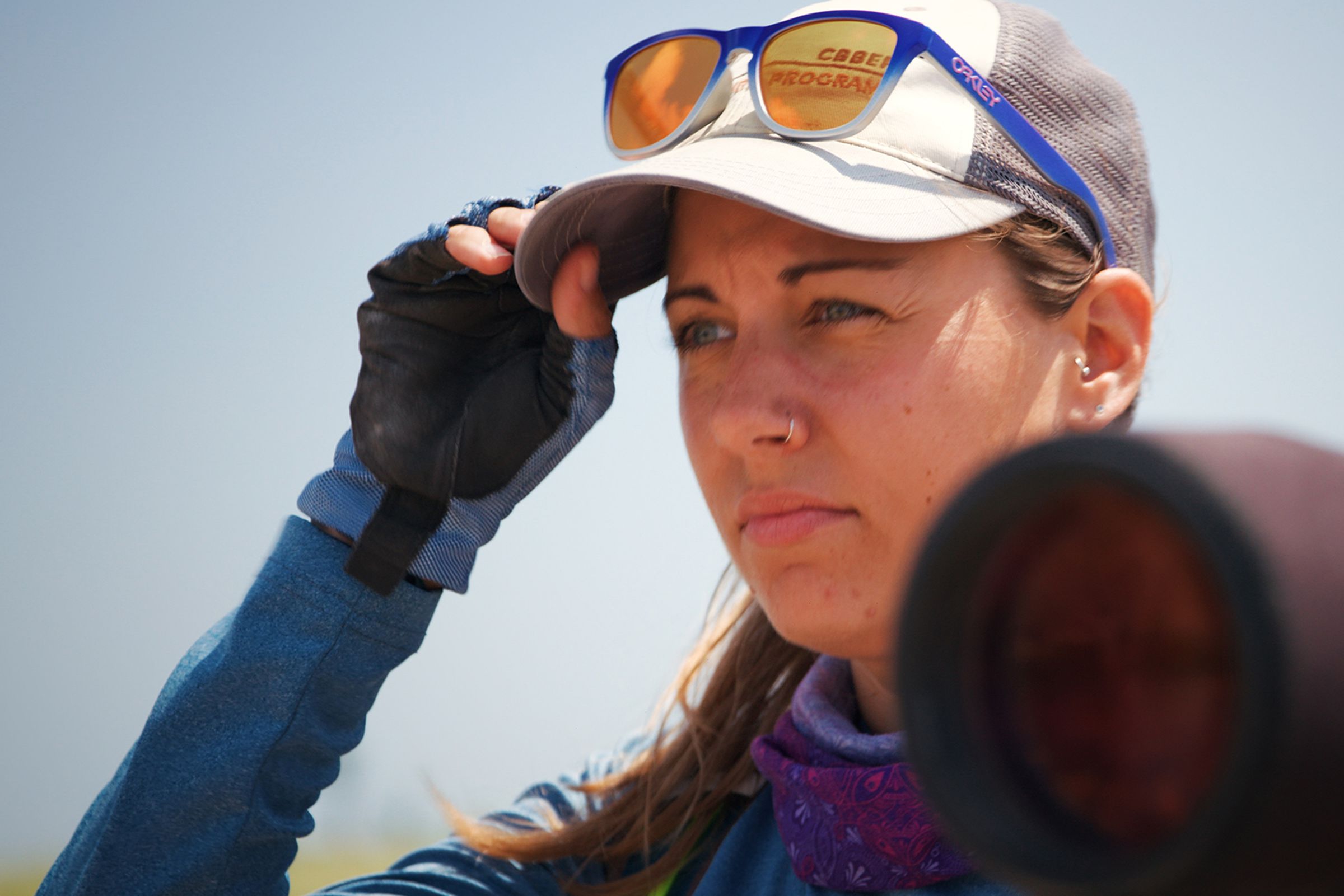 Stephanie Bilodeau looks for nesting shorebirds.