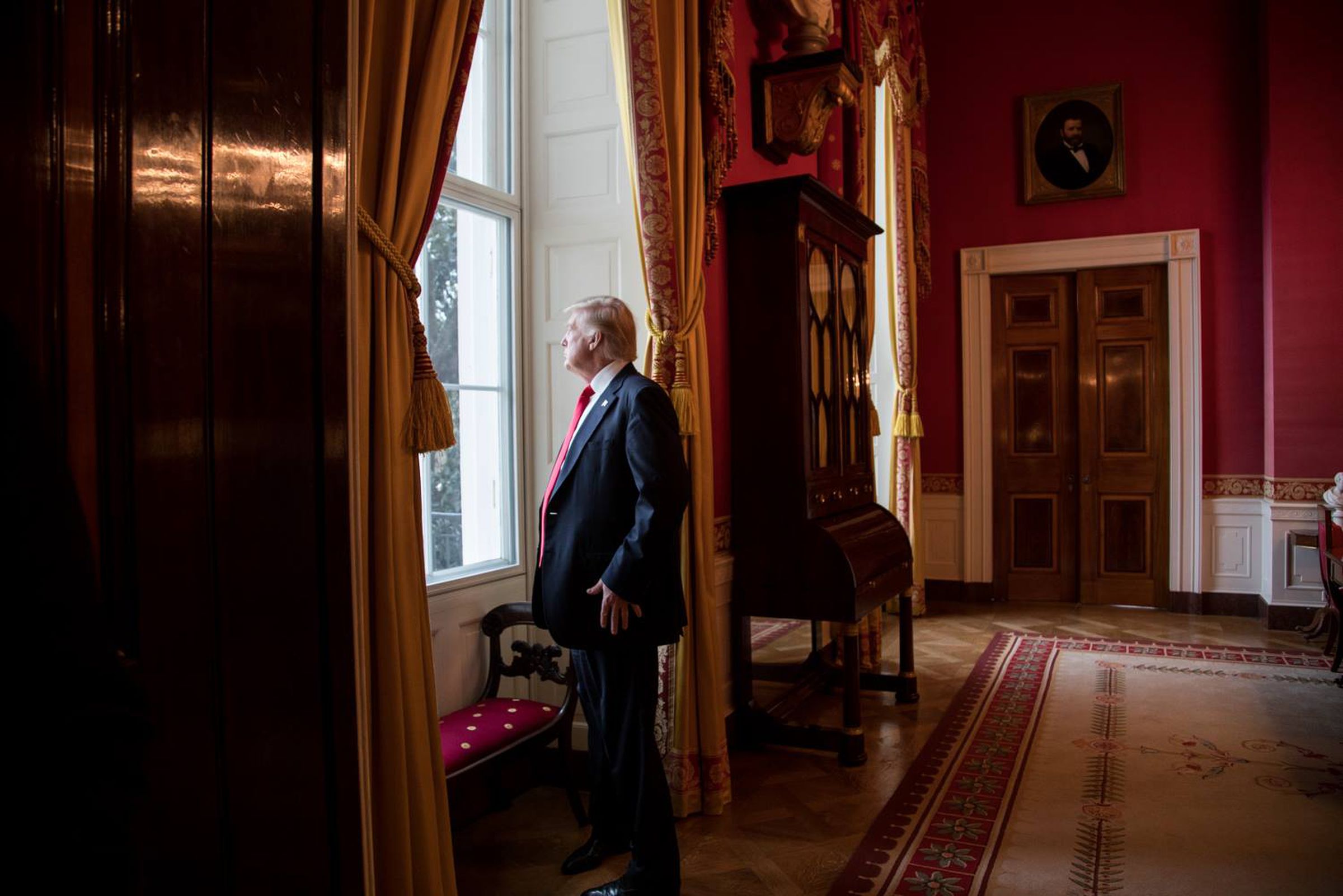 This photo, from Inauguration Day, is one of the few we’ve seen of Trump from behind the scenes of his presidency. 