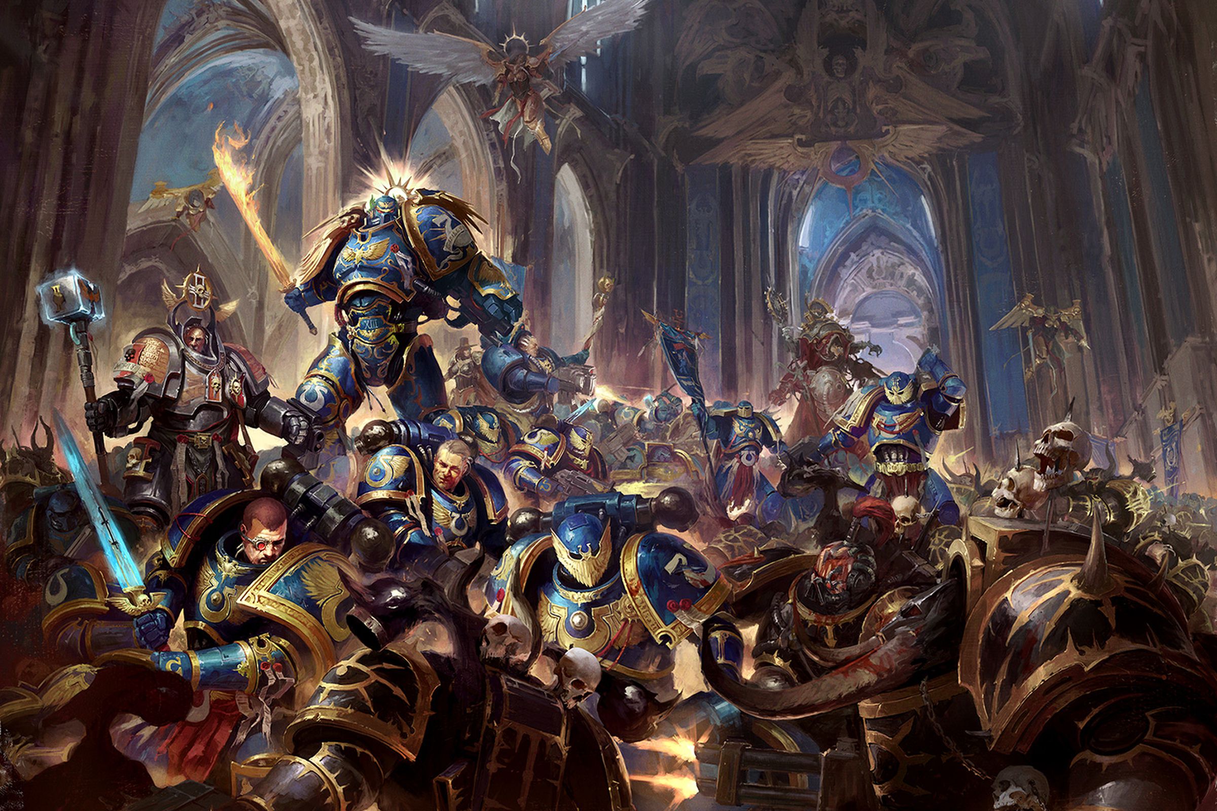 Roboute Guilliman, primarch of the Ultramarines, takes on the Black Legion.