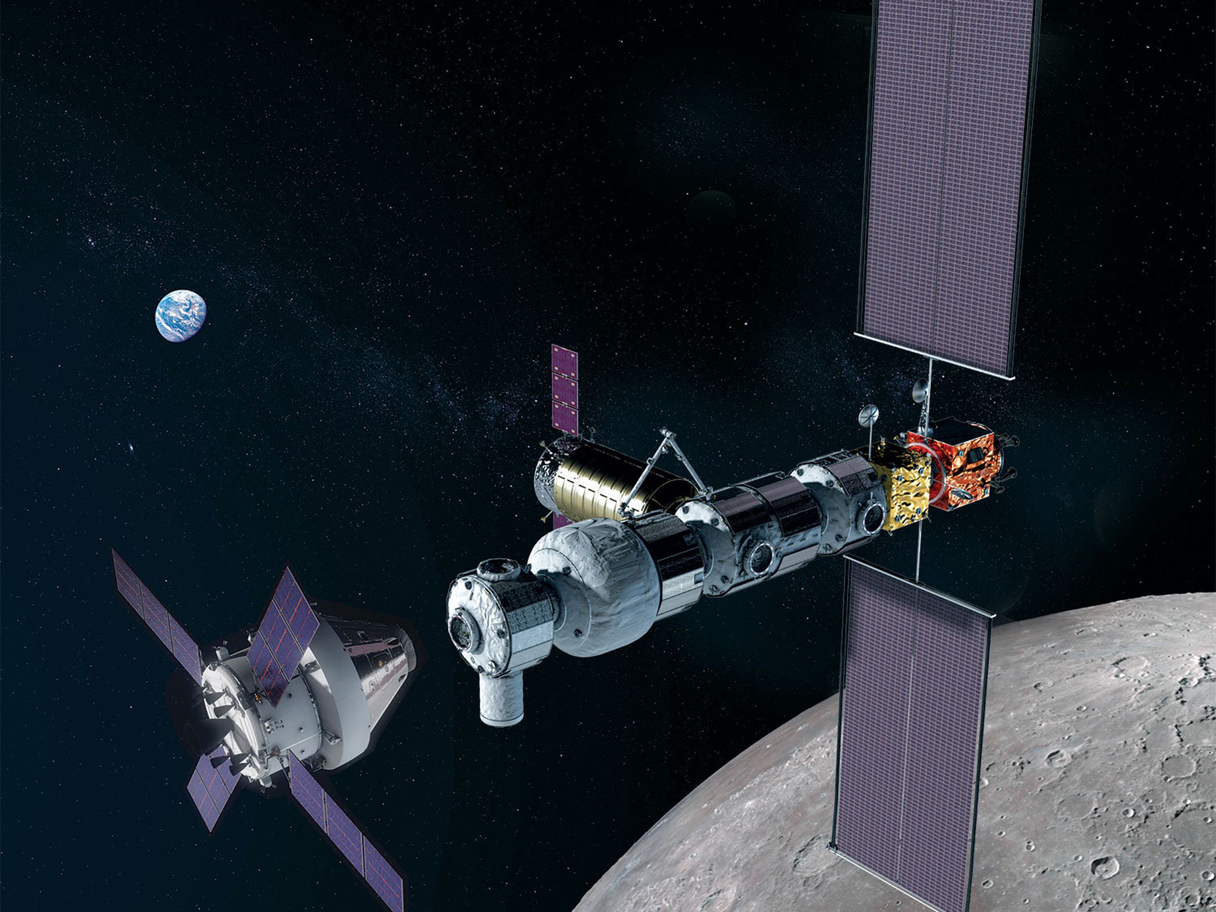An artistic rendering of NASA’s Gateway project