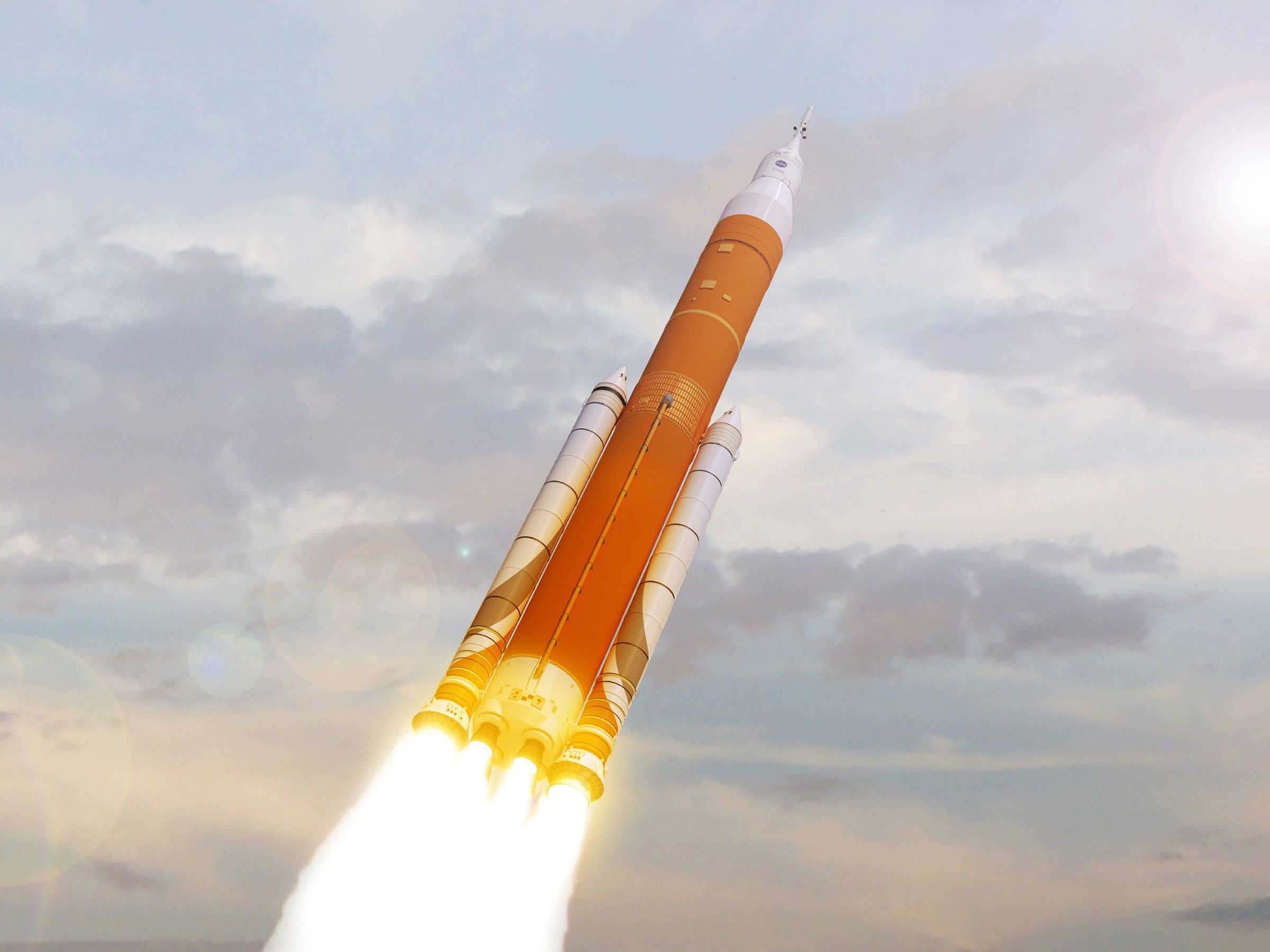 A rendering of NASA’s Space Launch System.