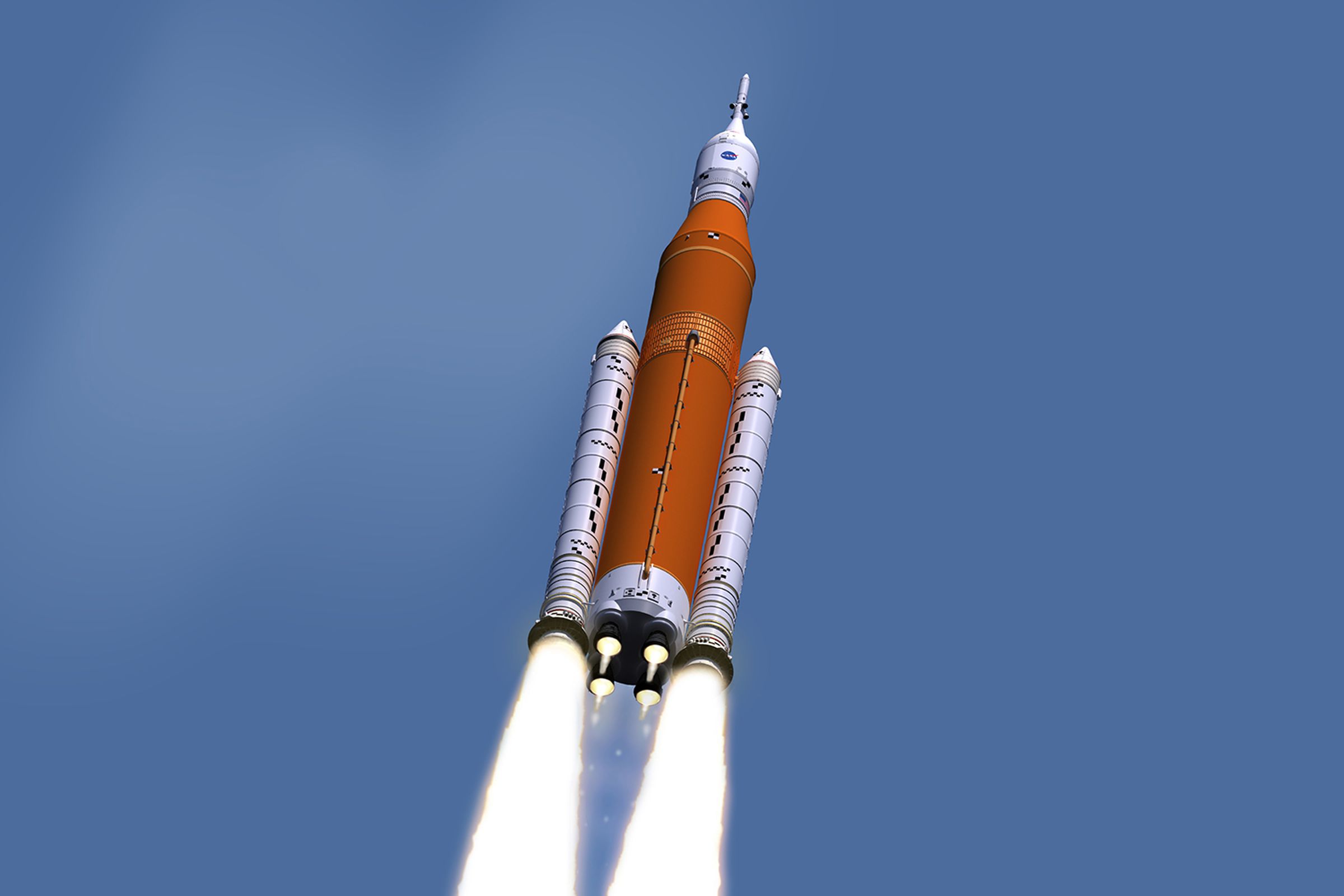 A rendering of the Space Launch System Block 1