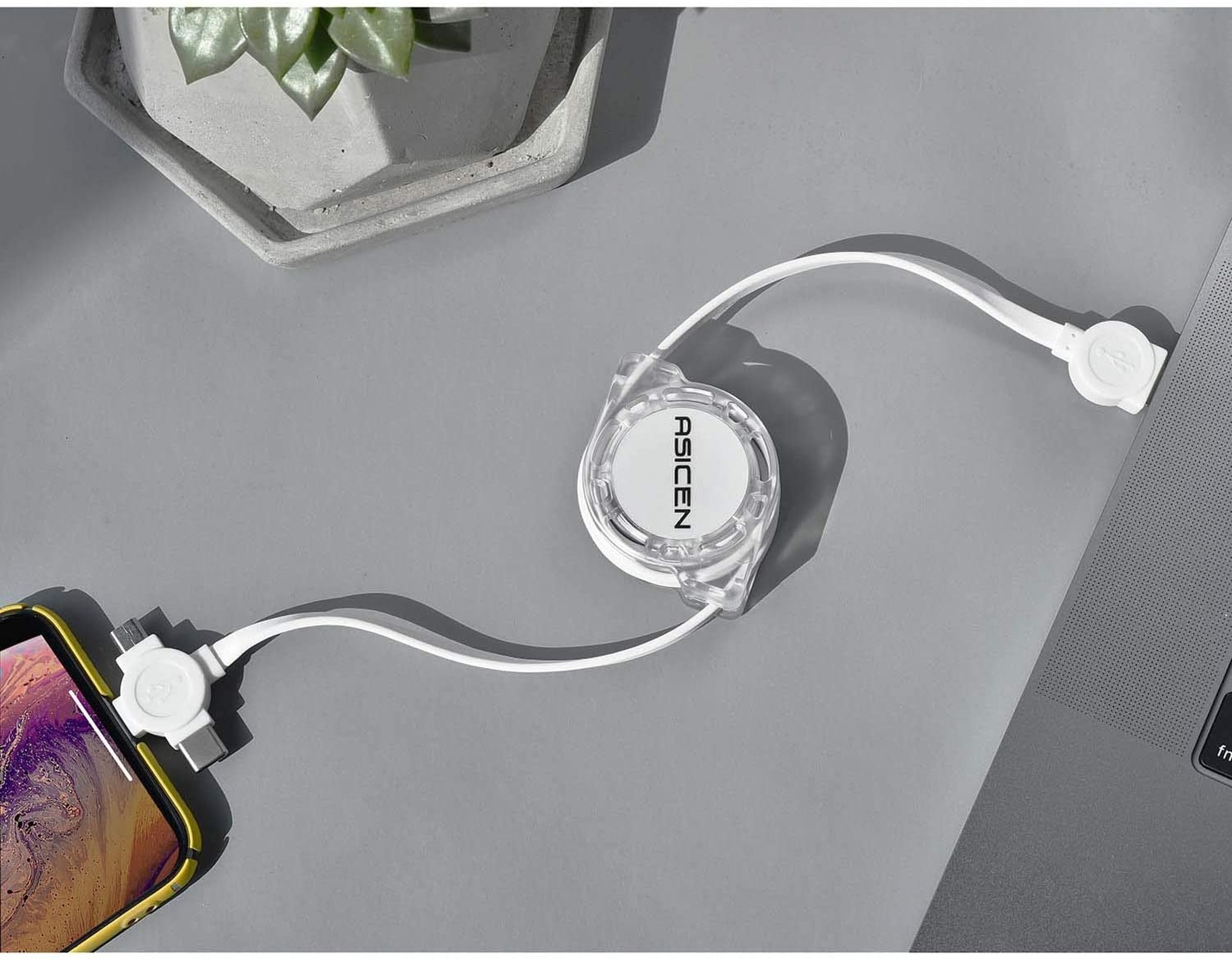 Asicen’s 3-in-1 charging cable is one of the handiest cables around, uniting iPhone and Android users with one multi-prong connector.