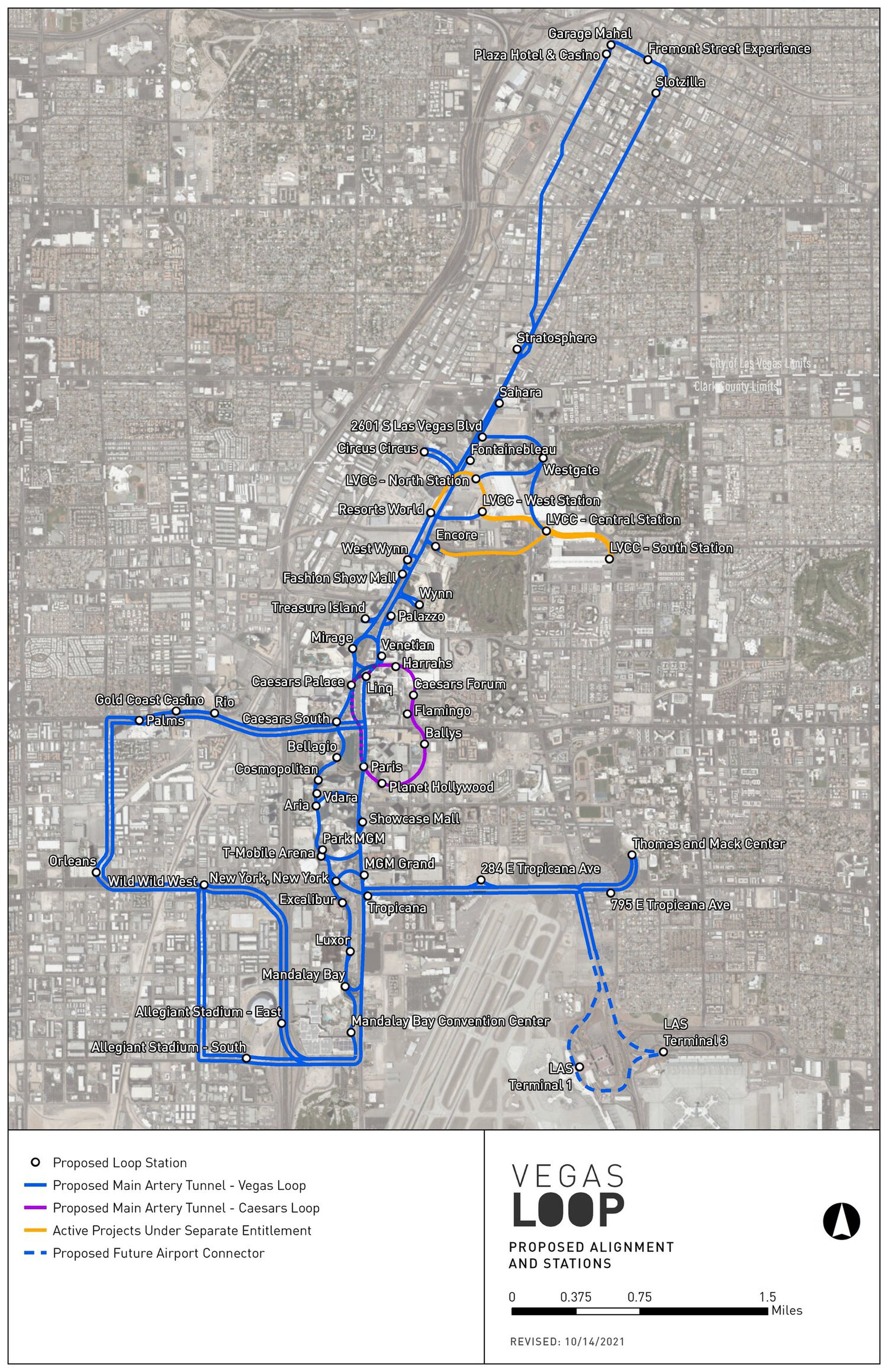 The planned Las Vegas tunnel system, dubbed the Vegas Loop. 