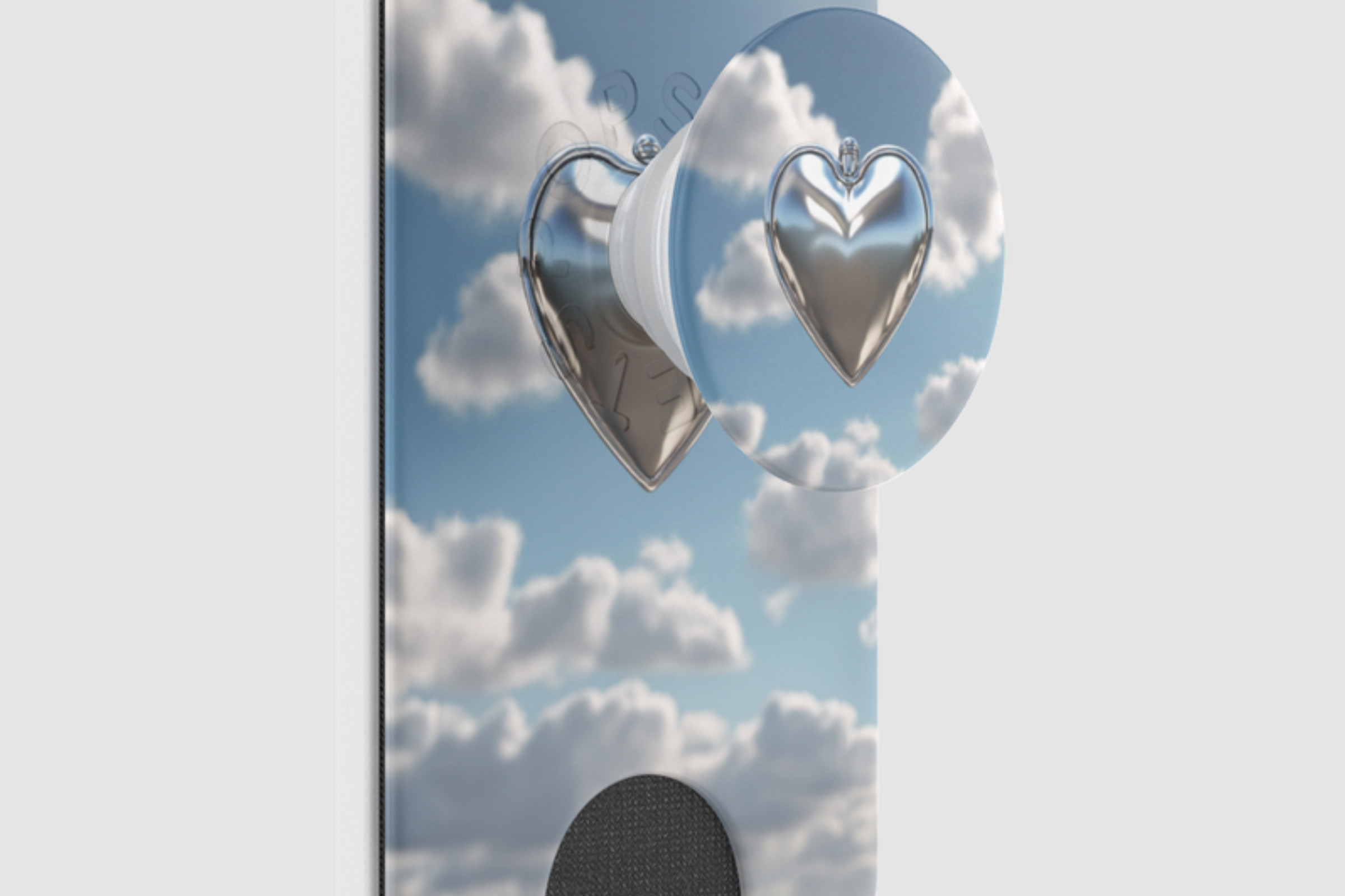 Popsocket attached to case / wallet decorated with a sky scene.