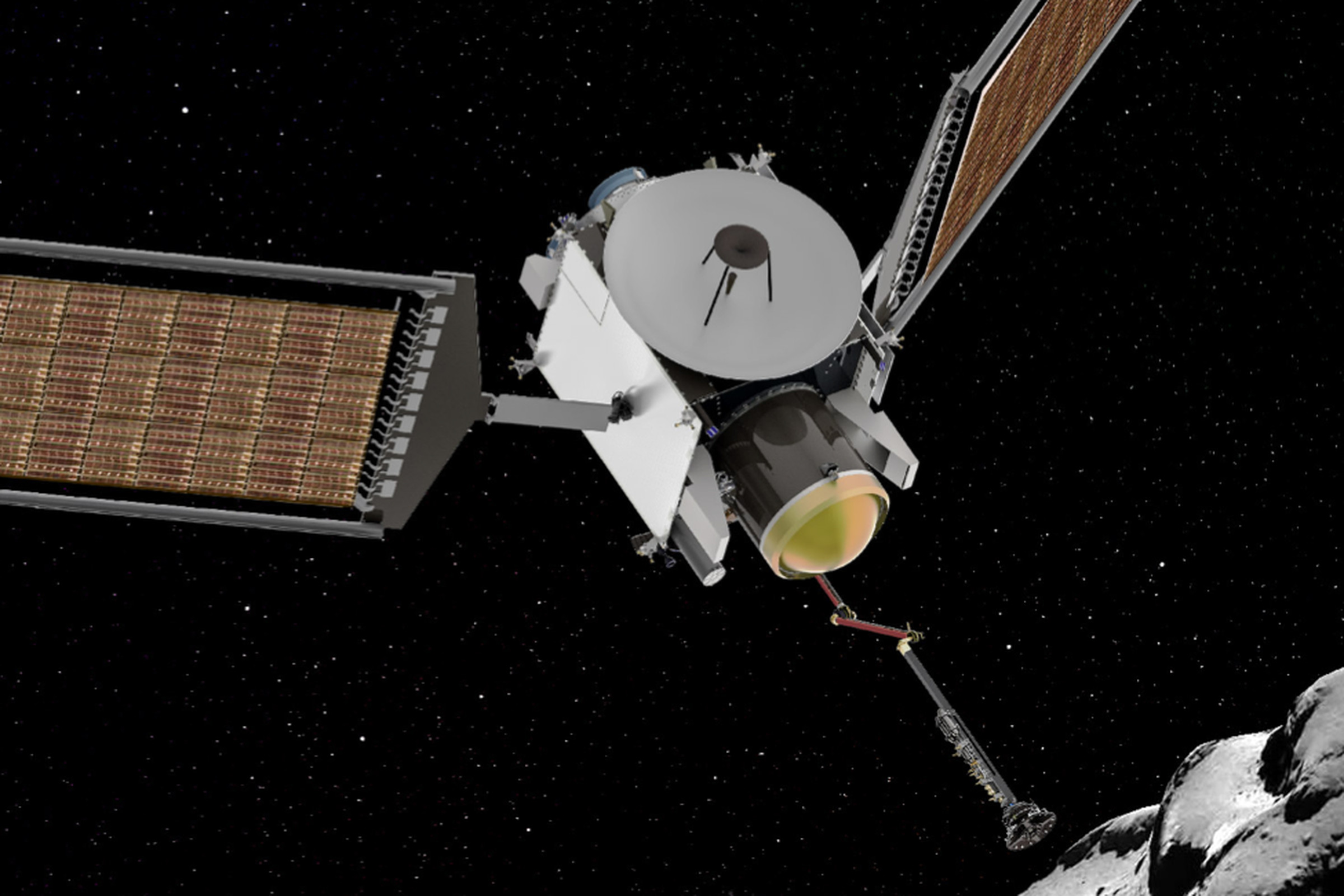 An illustration of the Comet Astrobiology Exploration Sample Return mission.