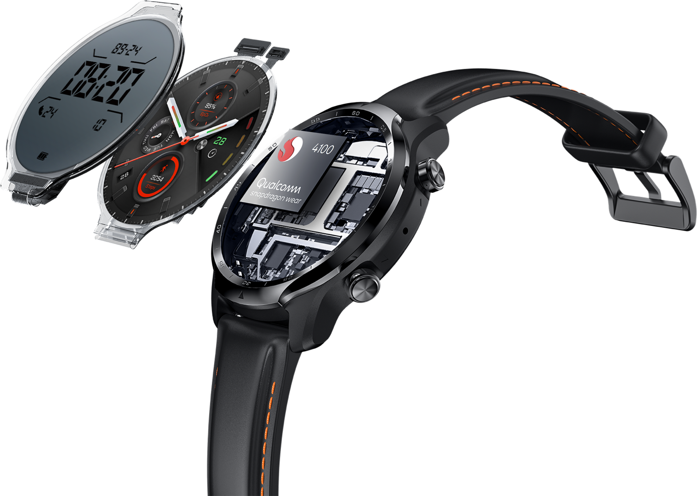 The dual-display design returns from the TicWatch Pro.